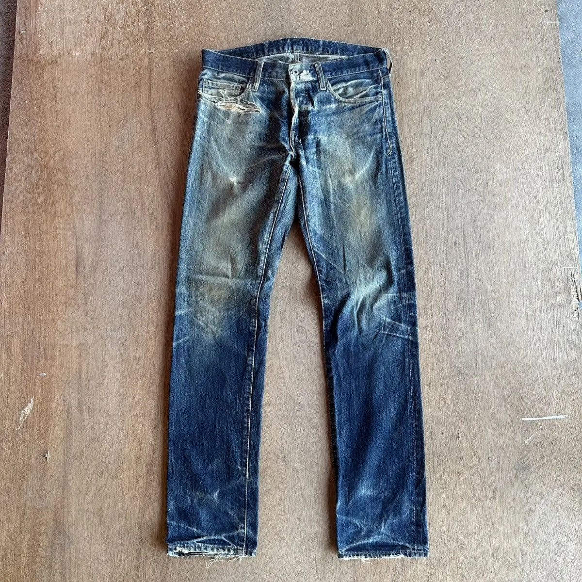 Japanese Brand W31 L32 🔥 DISTRESSED DENIM VINTAGE STOOGE&CO. JEANS PANTS Size US 31 - 3 Thumbnail