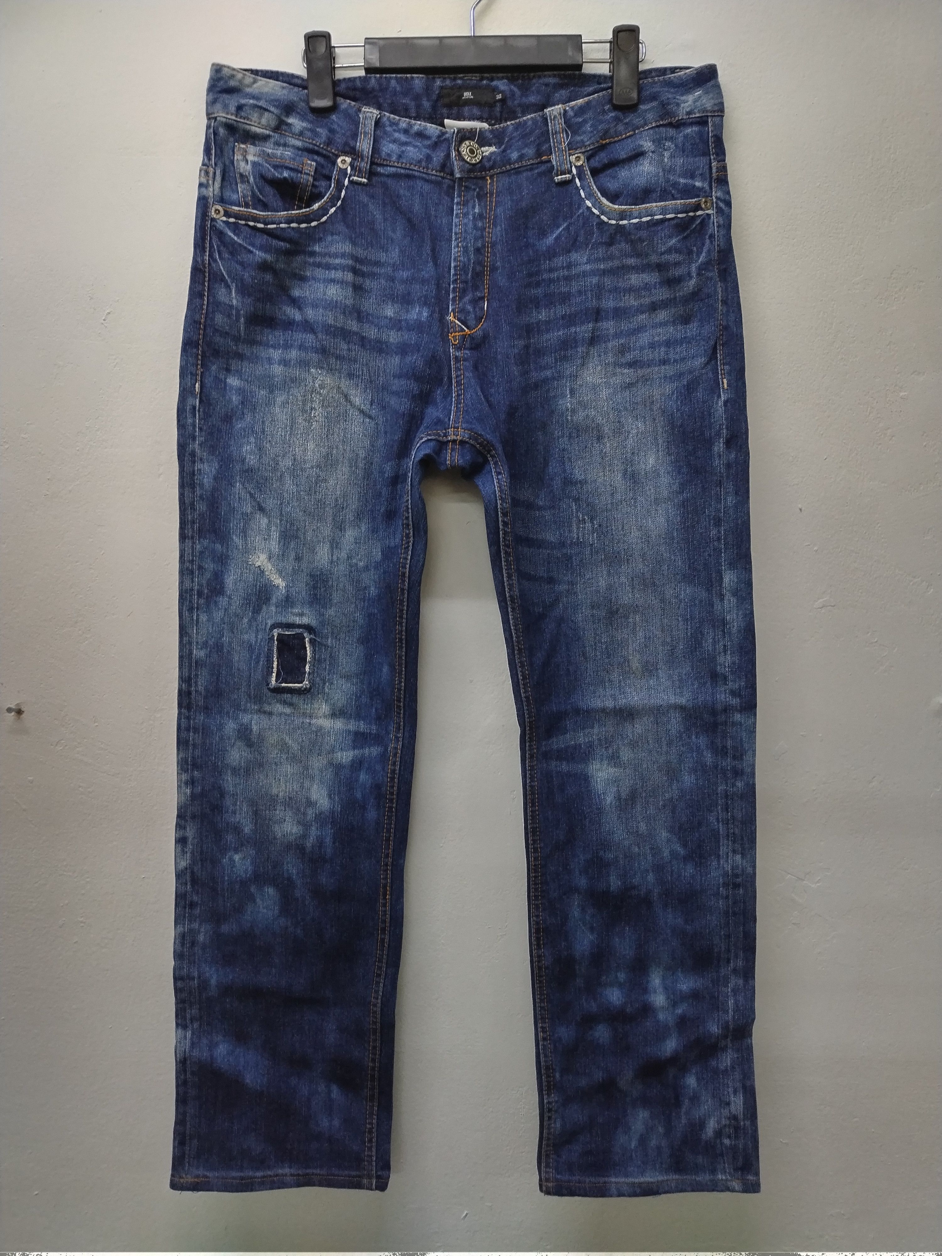 image of Distressed Denim x Vintage Awesome Patina & Distressed Snow Washed Bleach Ugizjeans in Indigo Blue 