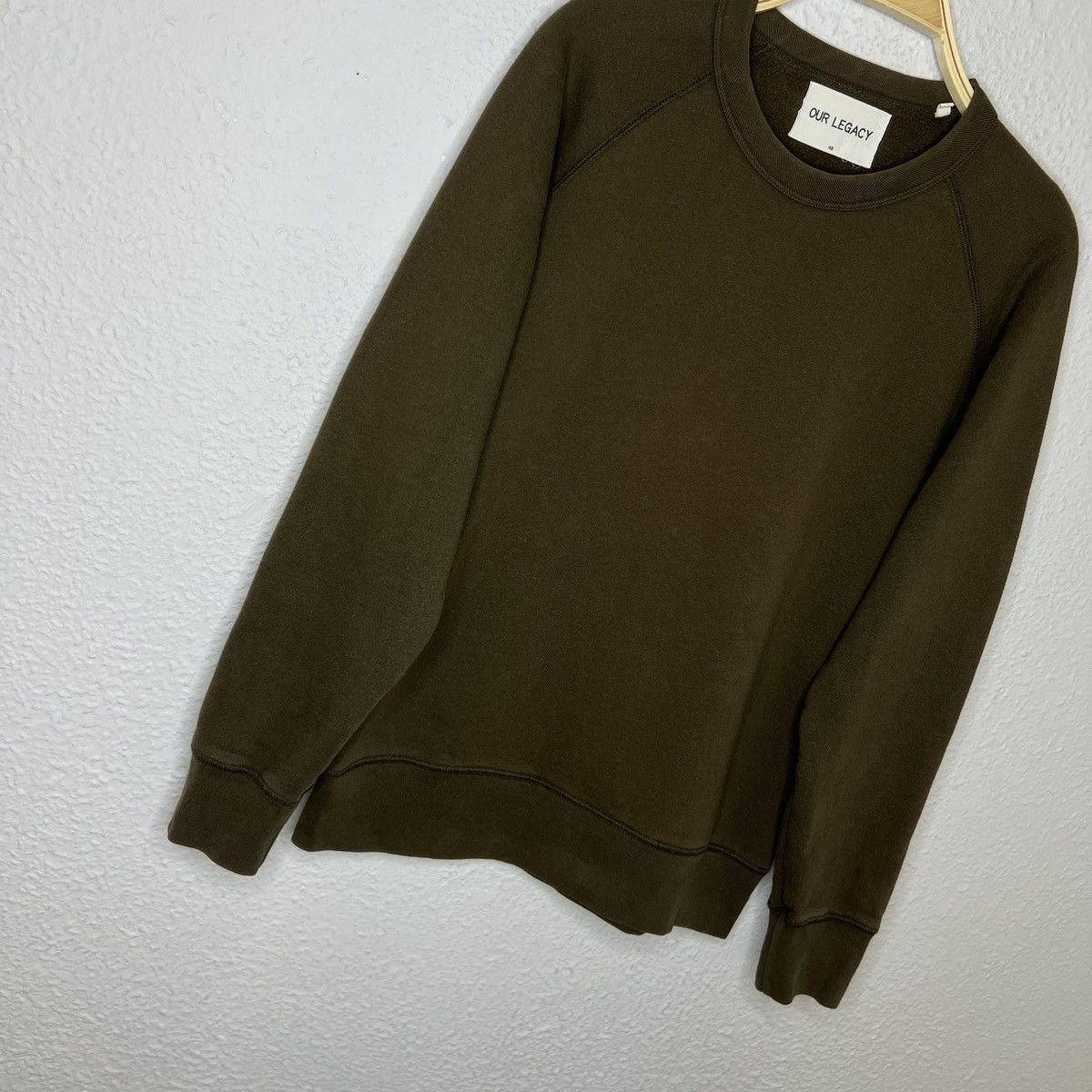 Our Legacy Base Sweat Crewneck in Khaki Green Cotton 48 Sweatshirt Size US M / EU 48-50 / 2 - 2 Thumbnail