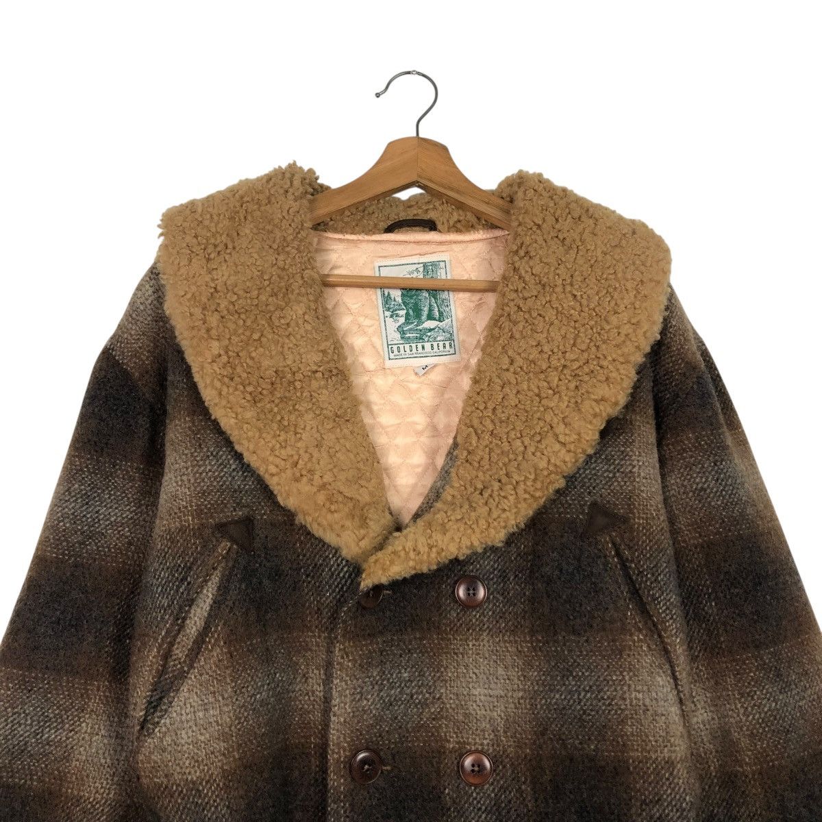 Golden Bear 🔥VINTAGE WOOL JACKET GOLDEN BEAR TARTAN SHAWL COLLAR Size US M / EU 48-50 / 2 - 5 Thumbnail