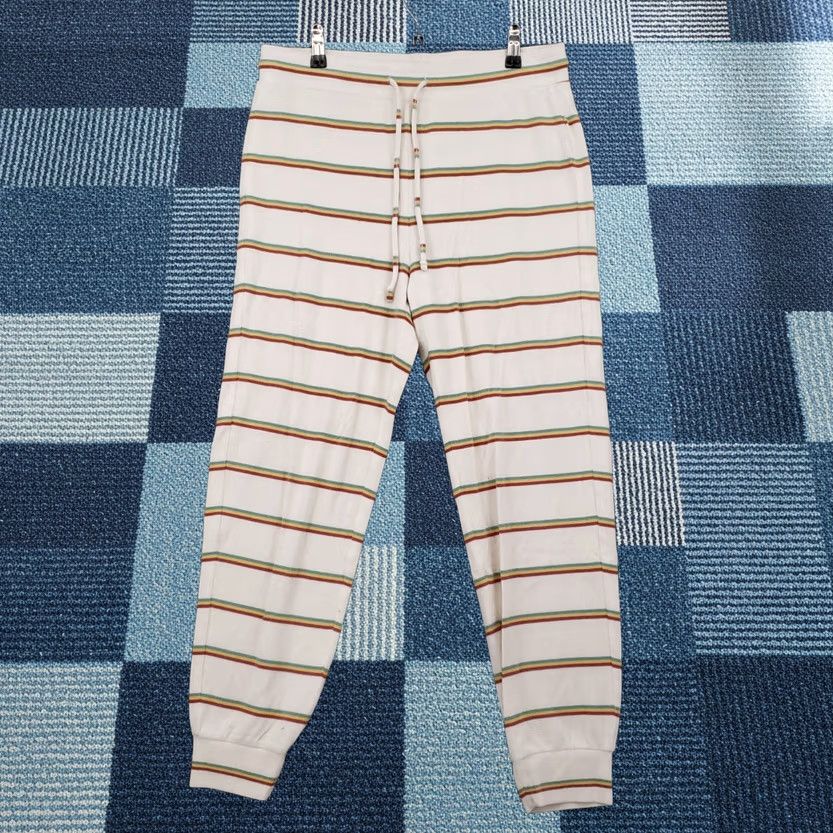 Madewell Madewell Jogger Womens L Large White MWL Striped Stretch Knit Lounge High Rise Pants Size 36" / US 14 / IT 50 - 1 Thumbnail