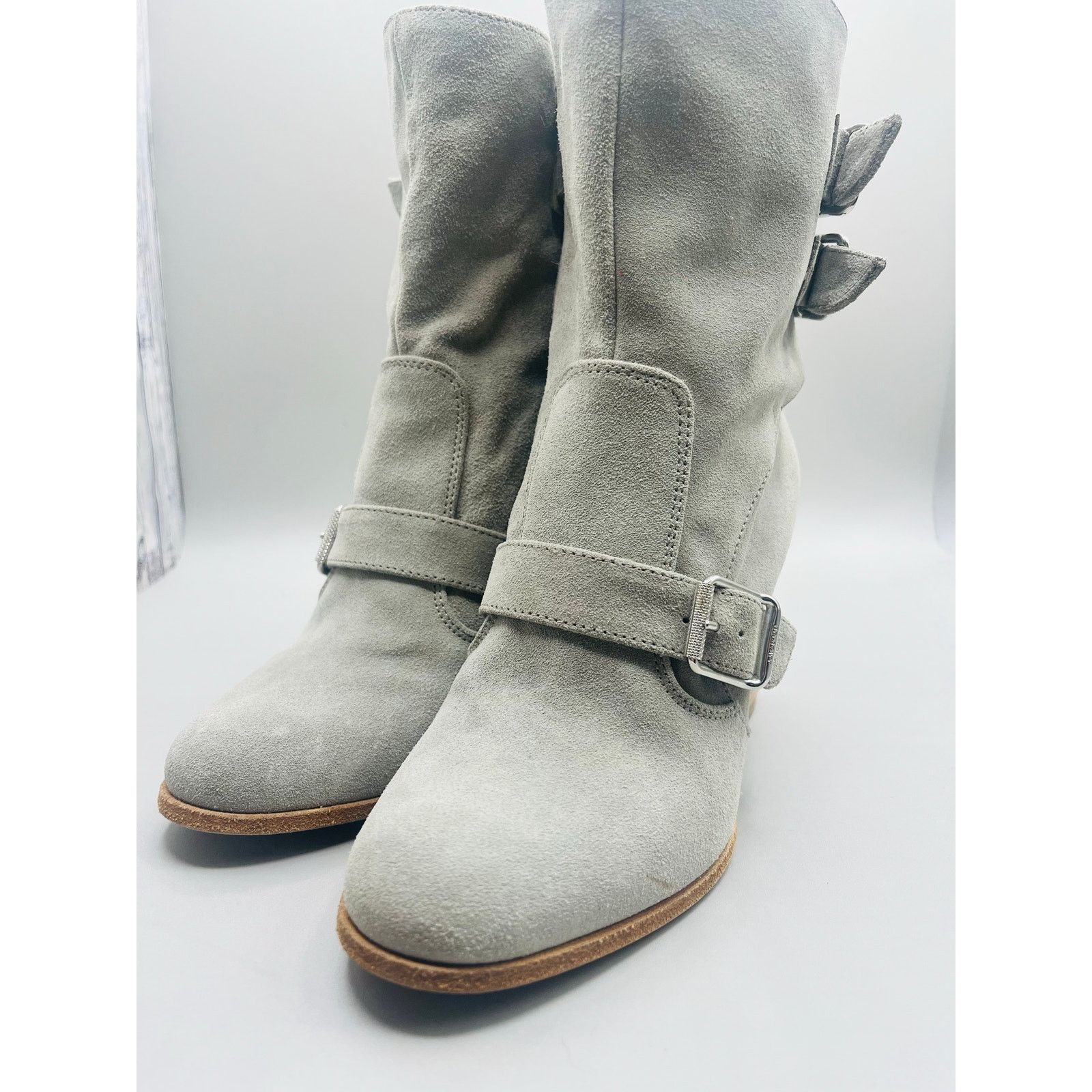 Belstaff Woman’s Grey 37.5 Belstaff Leather Boots zipper closure Size US 6.5 / IT 36.5 - 3 Thumbnail