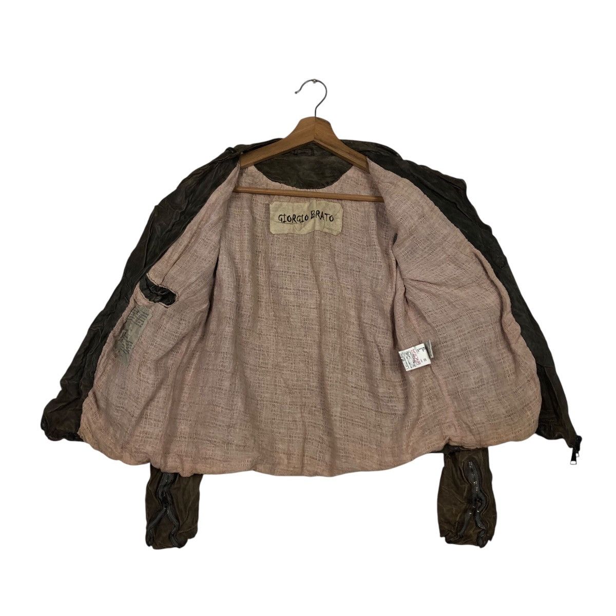 Giorgio Brato Biker Leather Jacket Asymmetrical Zipper Girgio Brato Italy Size L / US 10 / IT 46 - 14 Thumbnail