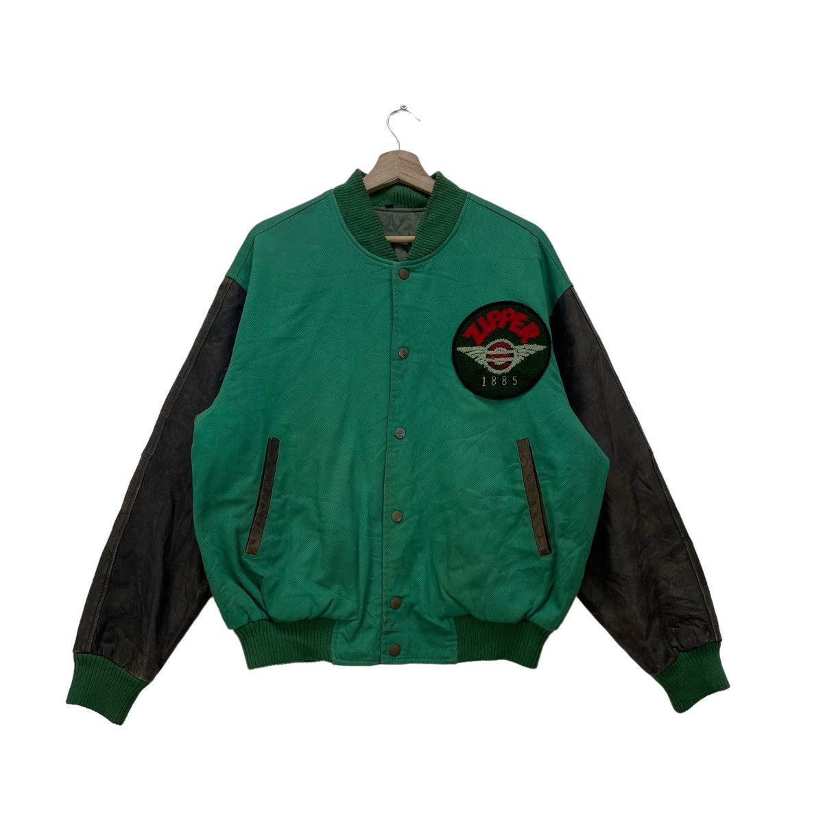image of Varsity Jacket x Vintage Varsity Zipper Commano Garment Officer 1885 Letterman in Green (Size Mediu