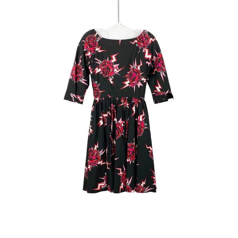 Prada Prada Black floral dress Size XS / US 0-2 / IT 36-38 - 2 Thumbnail