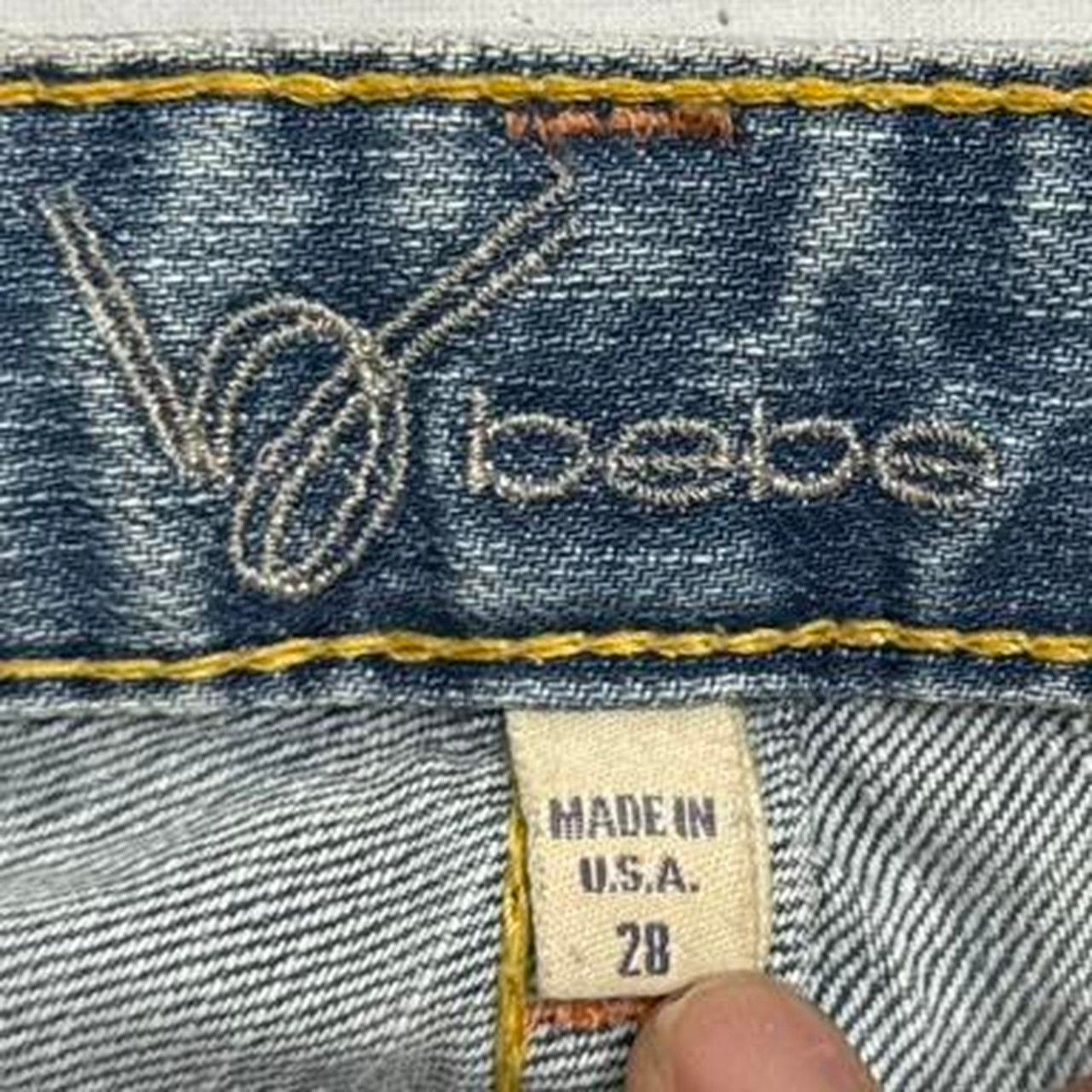 Bebe Bebe 2000s Low rise flare jeans blue wash Mcbling size 28 Size 28" / US 6 / IT 42 - 8 Thumbnail