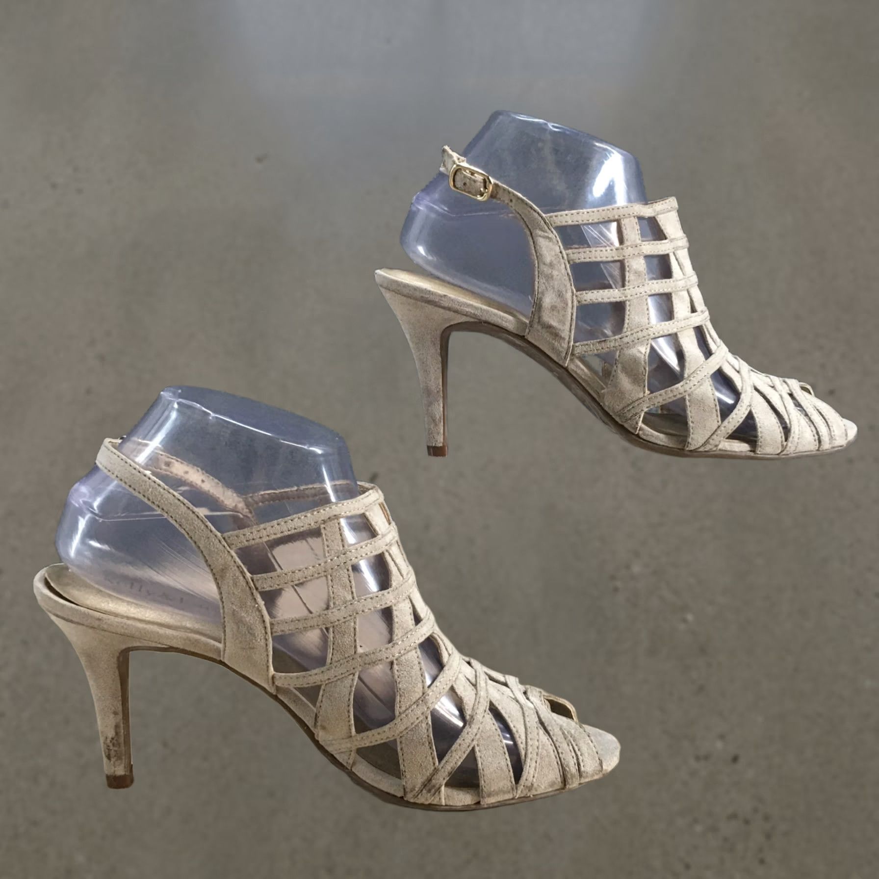 Vintage Kelly & Katie Sandals Womens 8 Slingback Beige Peep Toe Casual Stiletto Heels Size US 6 / IT 36 - 1 Thumbnail