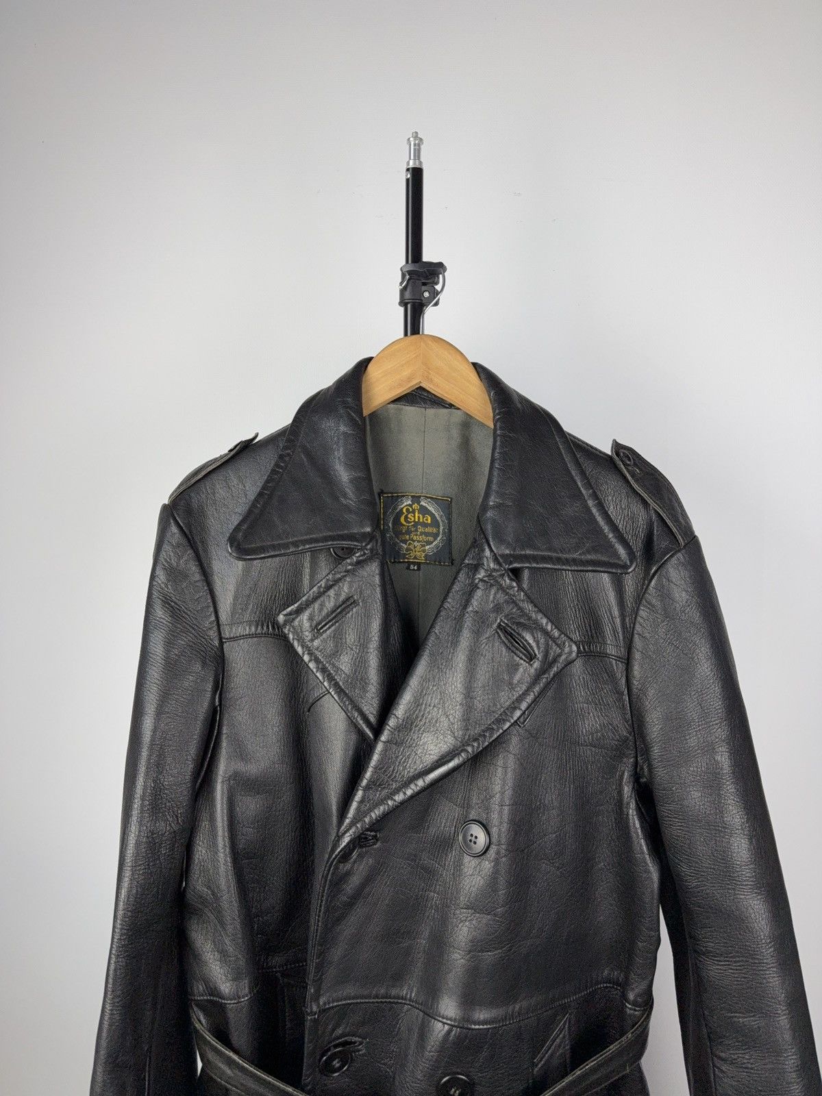 Japanese Brand RARE Avant Garde 90s Opium Archive Heavy Leather Trench Coat Size US L / EU 52-54 / 3 - 4 Thumbnail
