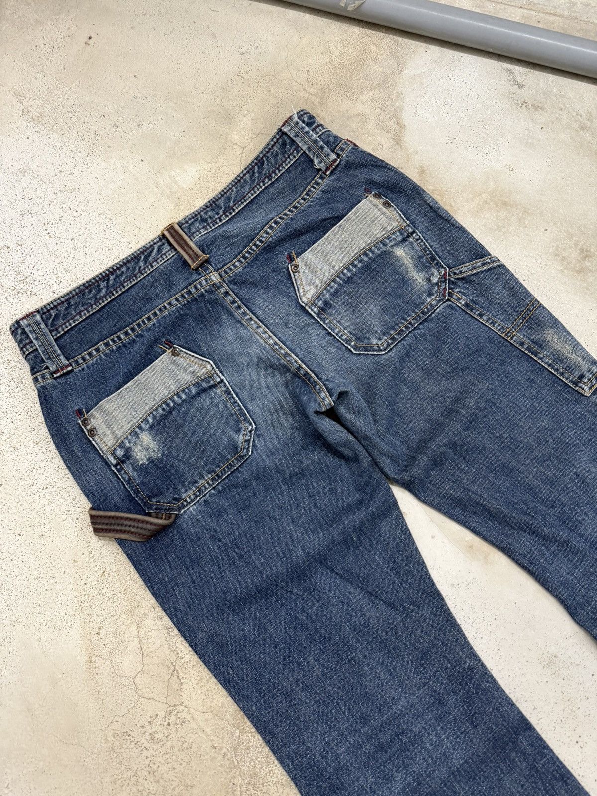 Japanese Brand Back Number Flare Carpenter Whisker Denim Pants Size US 31 - 11 Thumbnail