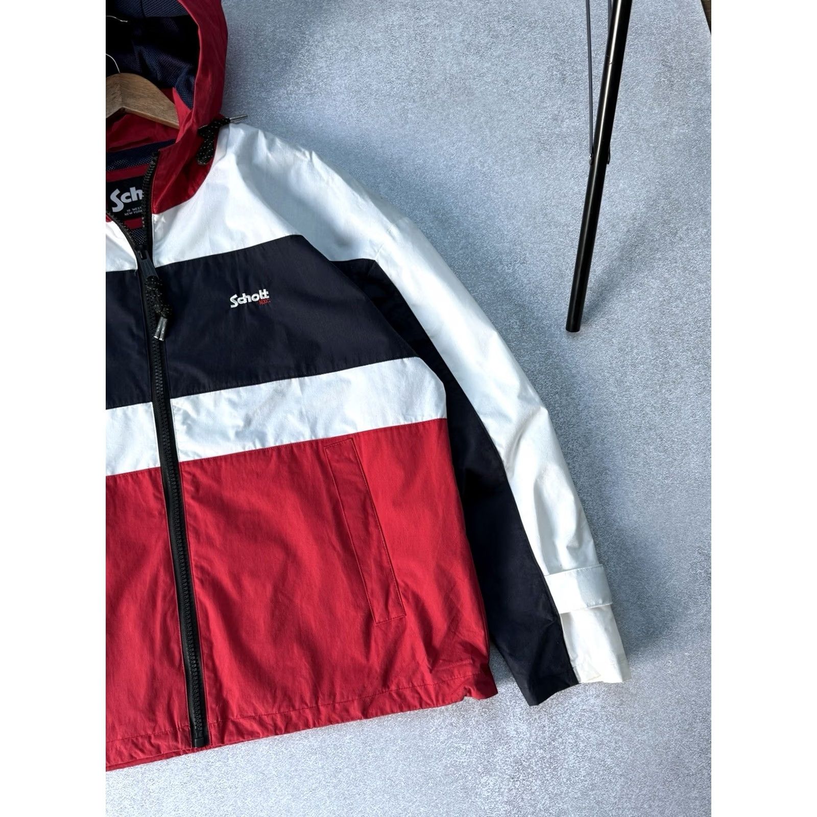 Schott VINTAGE Schott NYC Windbreaker Jacket Hooded Full Zip Mens M Blue Windbreaker Schott NYC Jacket 90s Retro Vintage Mens Size M Size US M / EU 48-50 / 2 - 6 Thumbnail