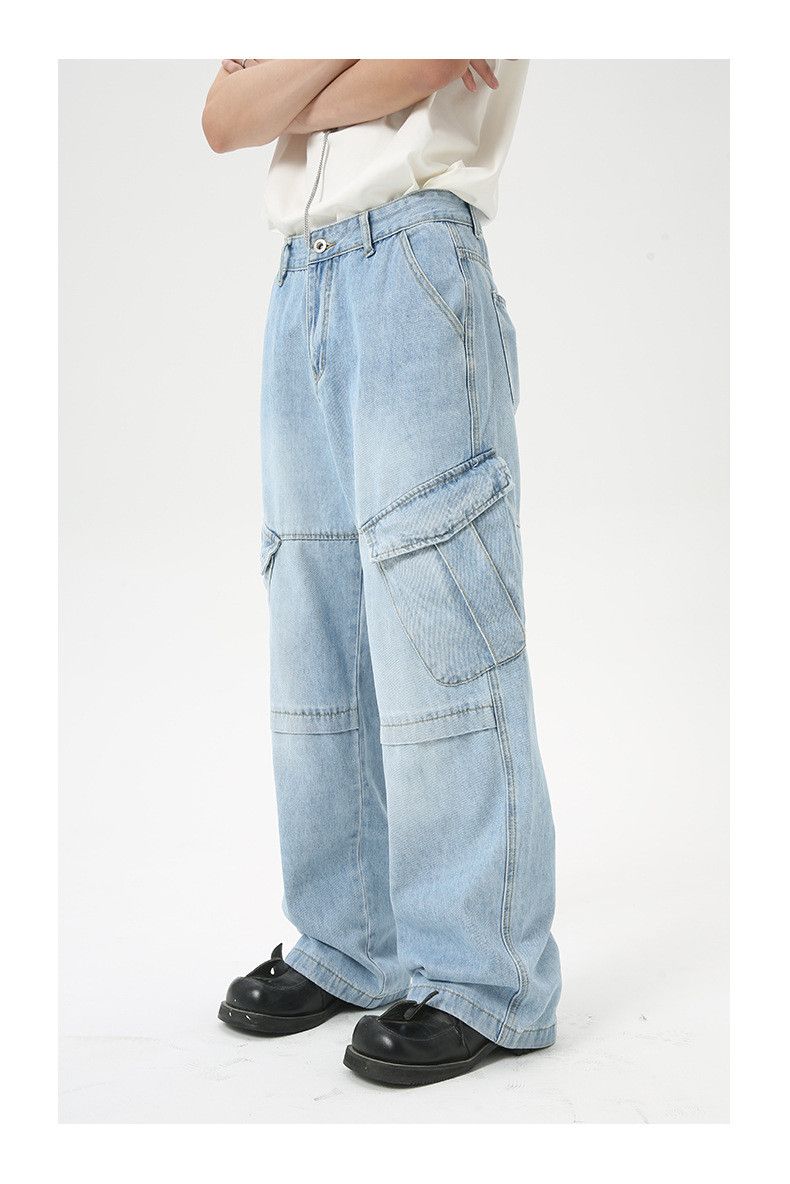 Japanese Brand × Vintage Street Retro Raw Edge Embroidery Baggy Jeans Size US 33 - 5 Thumbnail
