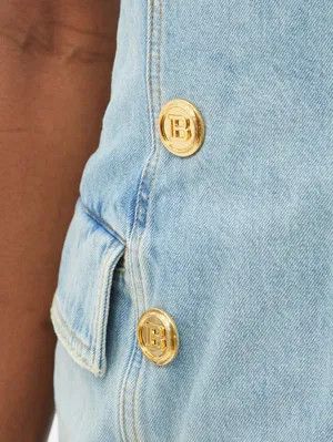 Balmain o1y0525 Mini Denim Dress in Blue Size XS / US 0-2 / IT 36-38 - 3 Thumbnail