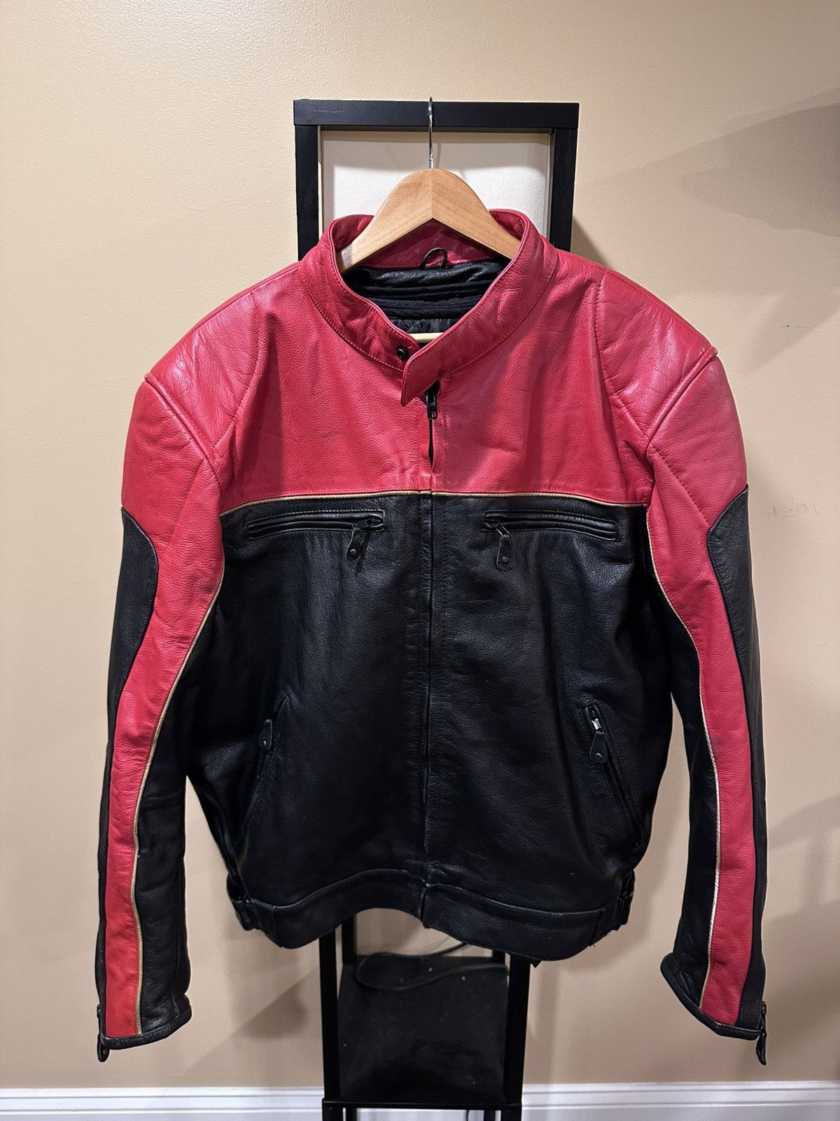 Vintage Vintage Xelement Red / Black Racer Moto Biker Leather Jacket Size US XXL / EU 58 / 5 - 13 Thumbnail