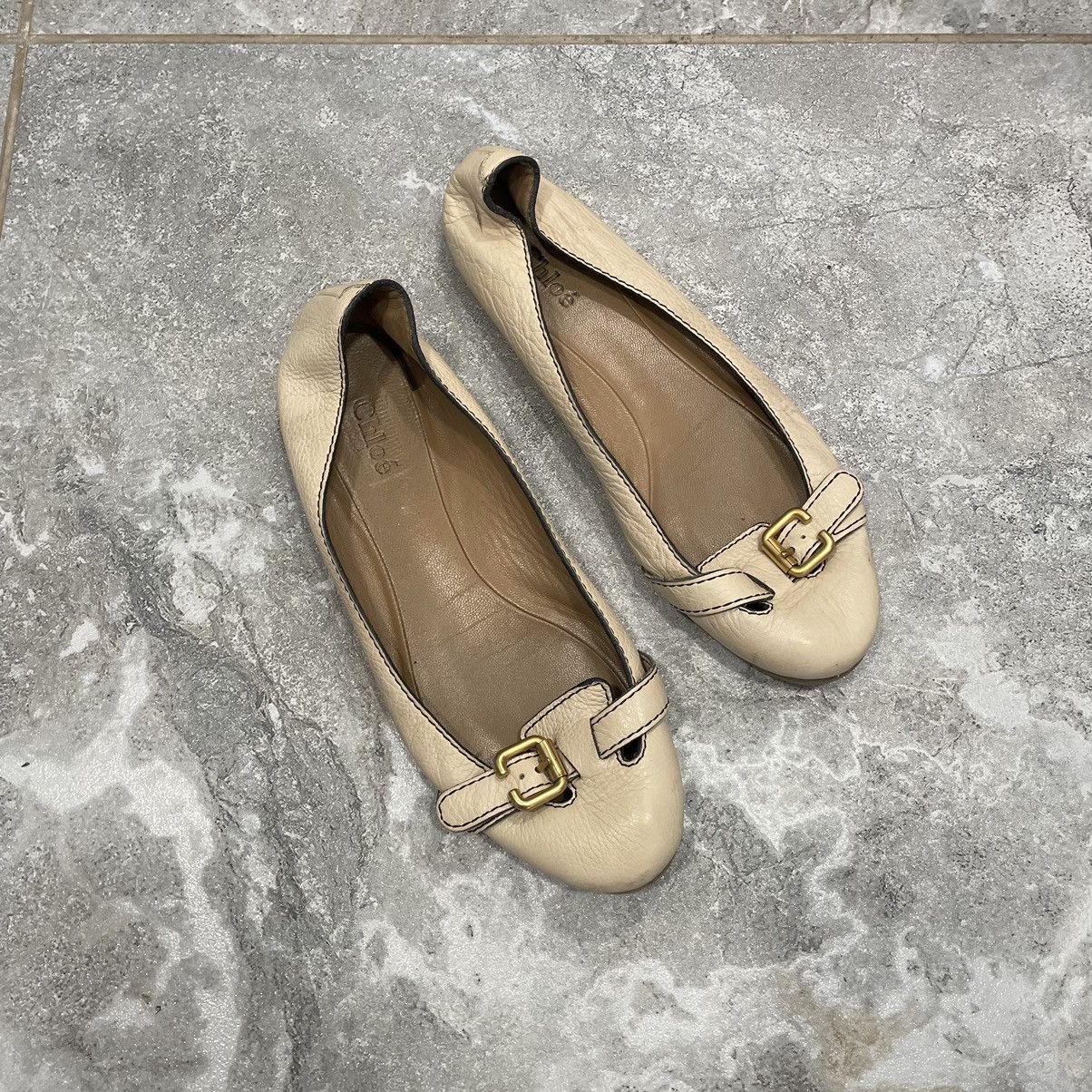 Chloe × See by Chloe × Vintage CHLOE VEGAN BALLET platforms shoes BOOTS BEIGE DANCE BALLETS Size US 8 / IT 38 - 1 Thumbnail