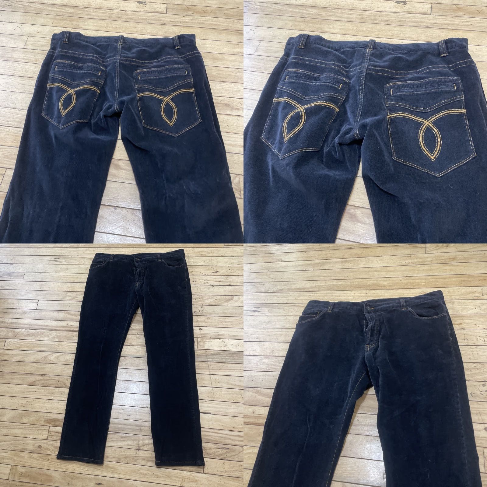 Vintage VINTAGE RANK PANTS Black Corduroy 36x33 Straight Gold Stitch 10" Rise 90s Mens Casual Pants Size US 36 / EU 52 - 10 Thumbnail