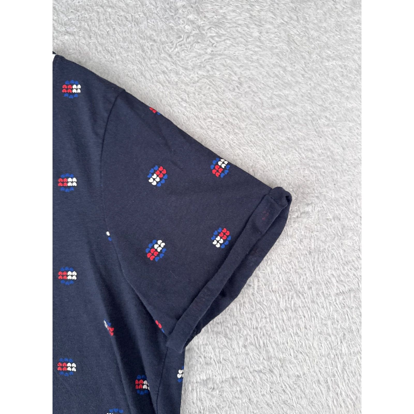 Tommy Hilfiger Tommy Hilfiger Shirt Women Large Blue Heart AOP Crew Short Sleeve Cotton Blend Logo Size L / US 10 / IT 46 - 2 Thumbnail