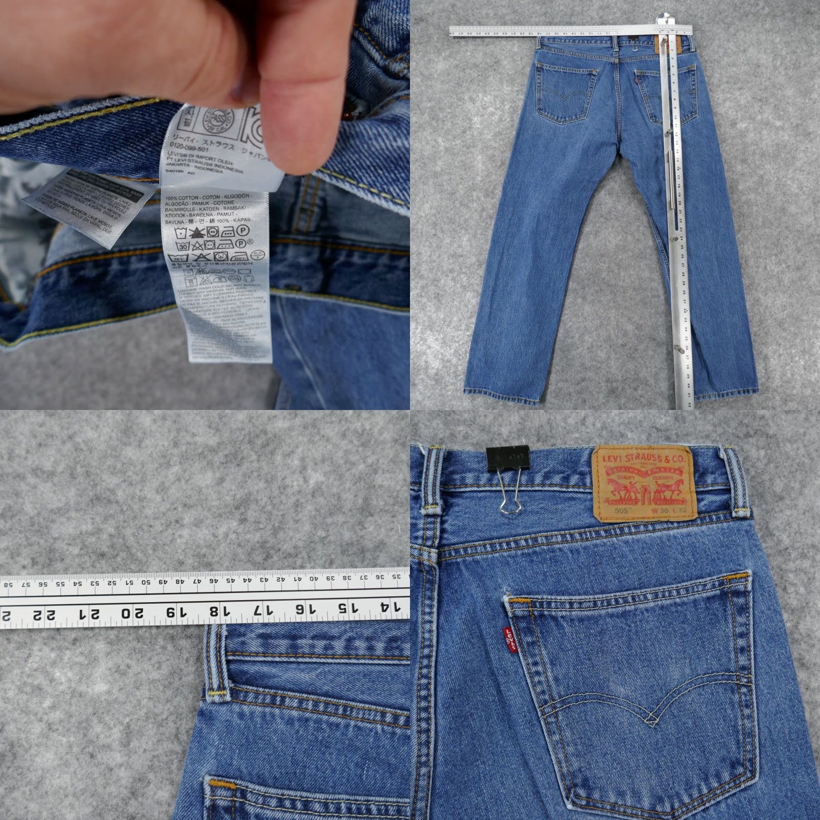 Levi's Levi's 505 Jeans Mens 36x32 Regular Straight Med Wash Size US 36 / EU 52 - 9 Thumbnail