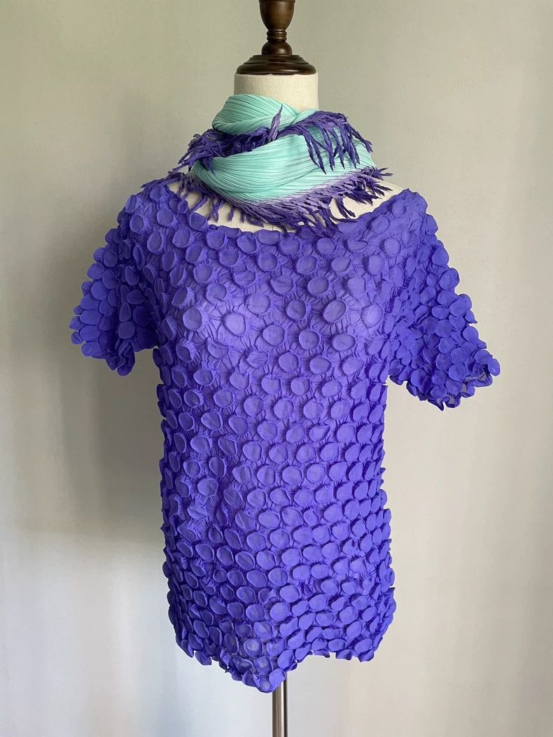 Issey Miyake Issey Miyake size:2 Purple puffed short-sleeved shirt Size M / US 6-8 / IT 42-44 - 4 Thumbnail
