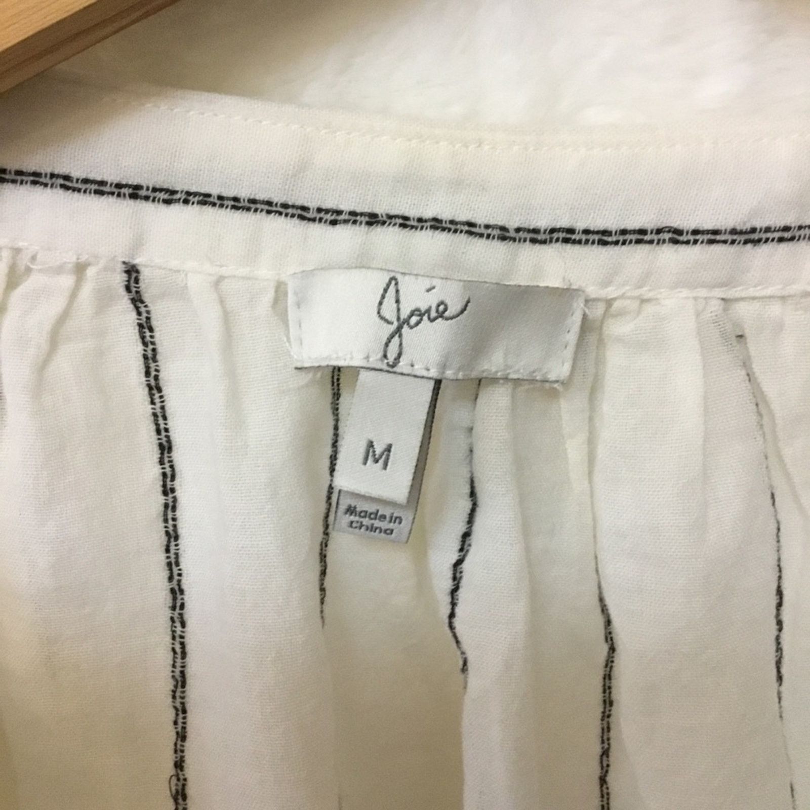 Joie Joie White and Black Striped Peasant Tassel Top Size M / US 6-8 / IT 42-44 - 3 Thumbnail