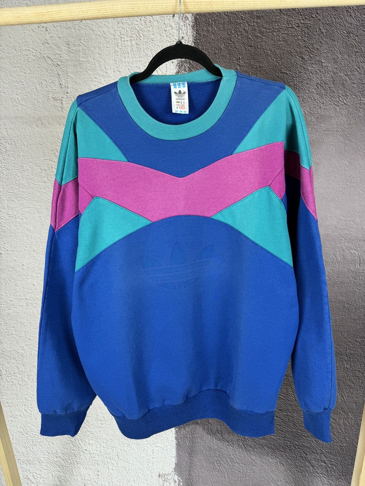Adidas Adidas vintage 90s colour blocked big logo sweatshirt Size US L / EU 52-54 / 3 - 2 Thumbnail