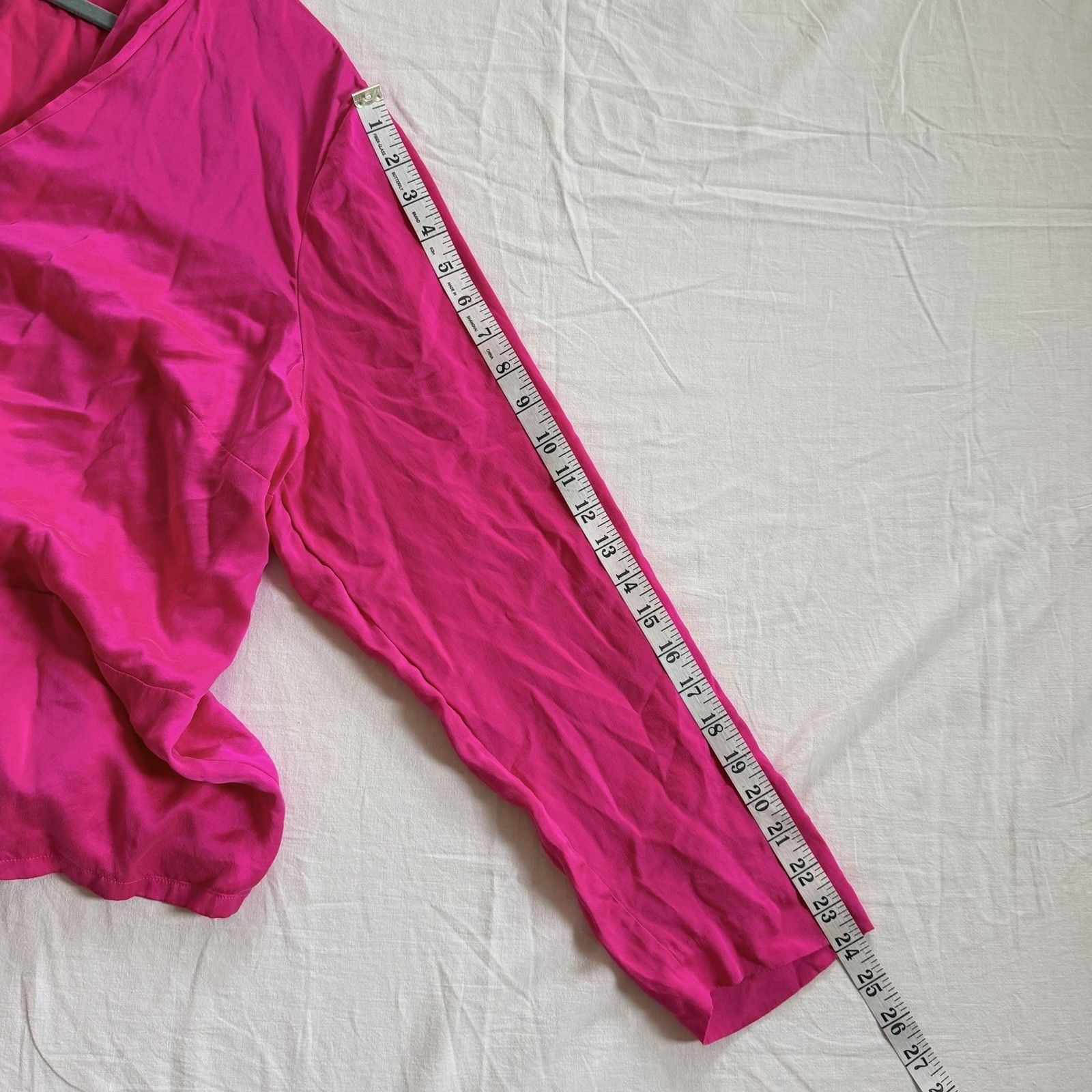 Other Dana Buchman 100% Silk Wrap Blouse Womens 22 Pink Fuchsia Size 3XL / US 20-22 - 11 Thumbnail
