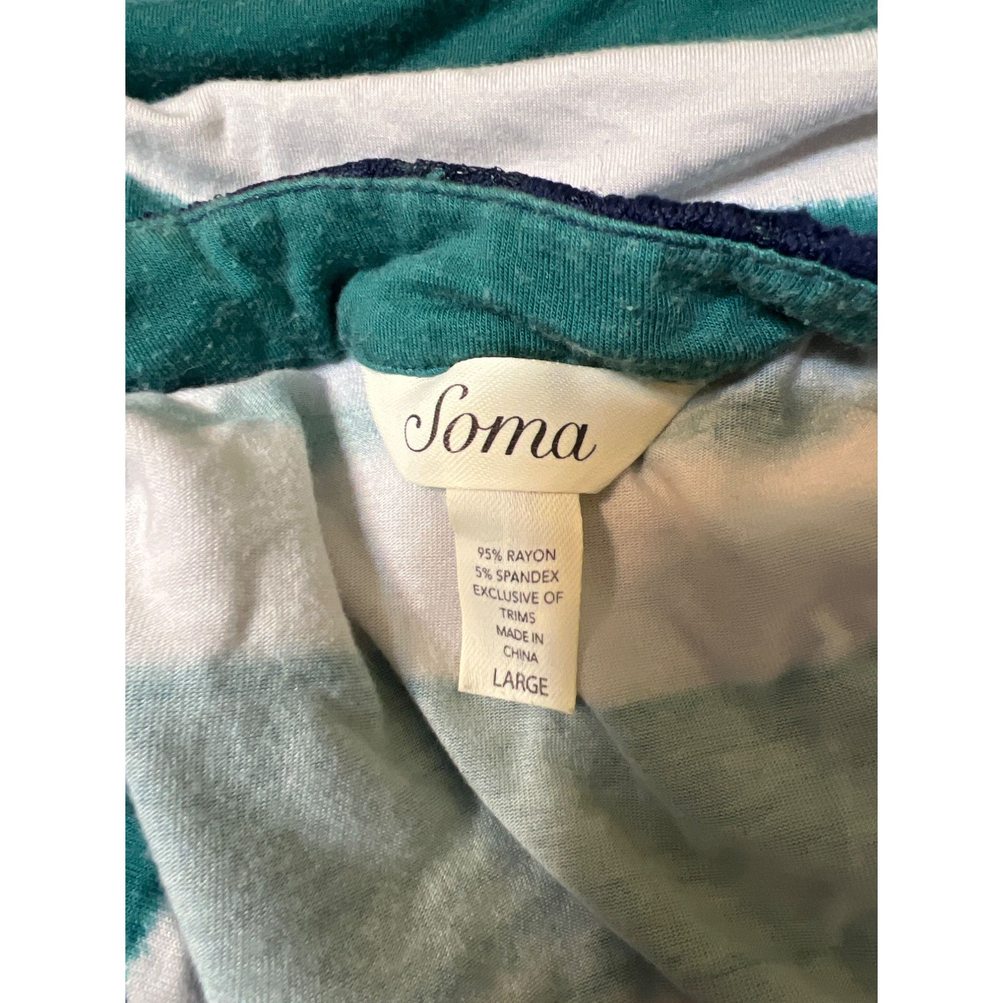 Other Soma Striped Sleeveless Gown Nightgown Pajamas Lace Halter S Size ONE SIZE - 4 Thumbnail