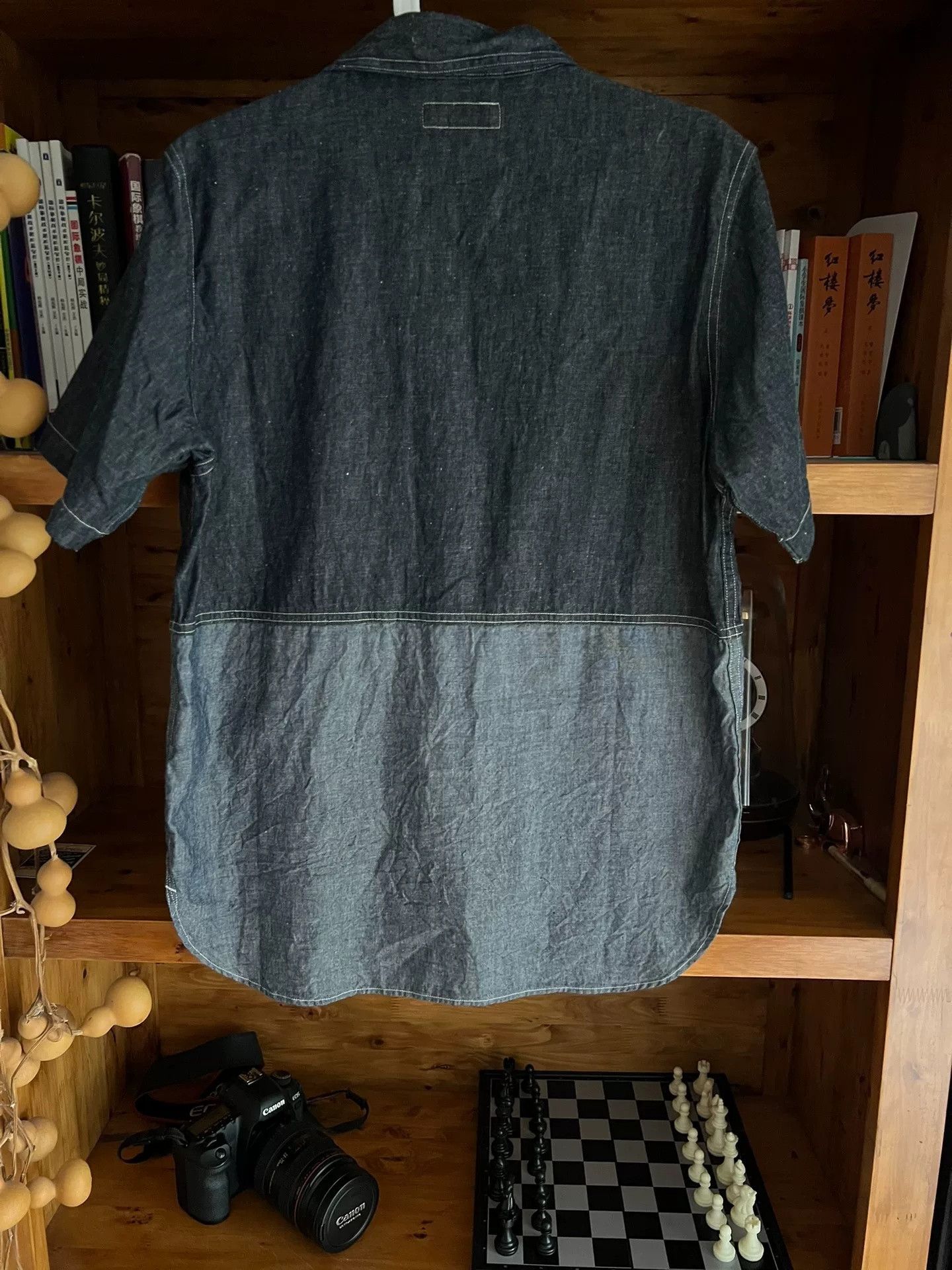 Nigel Cabourn Nigel Cabourn Patchwork Denim Short-Sleeve Utility Shirt Size US S / EU 44-46 / 1 - 7 Thumbnail