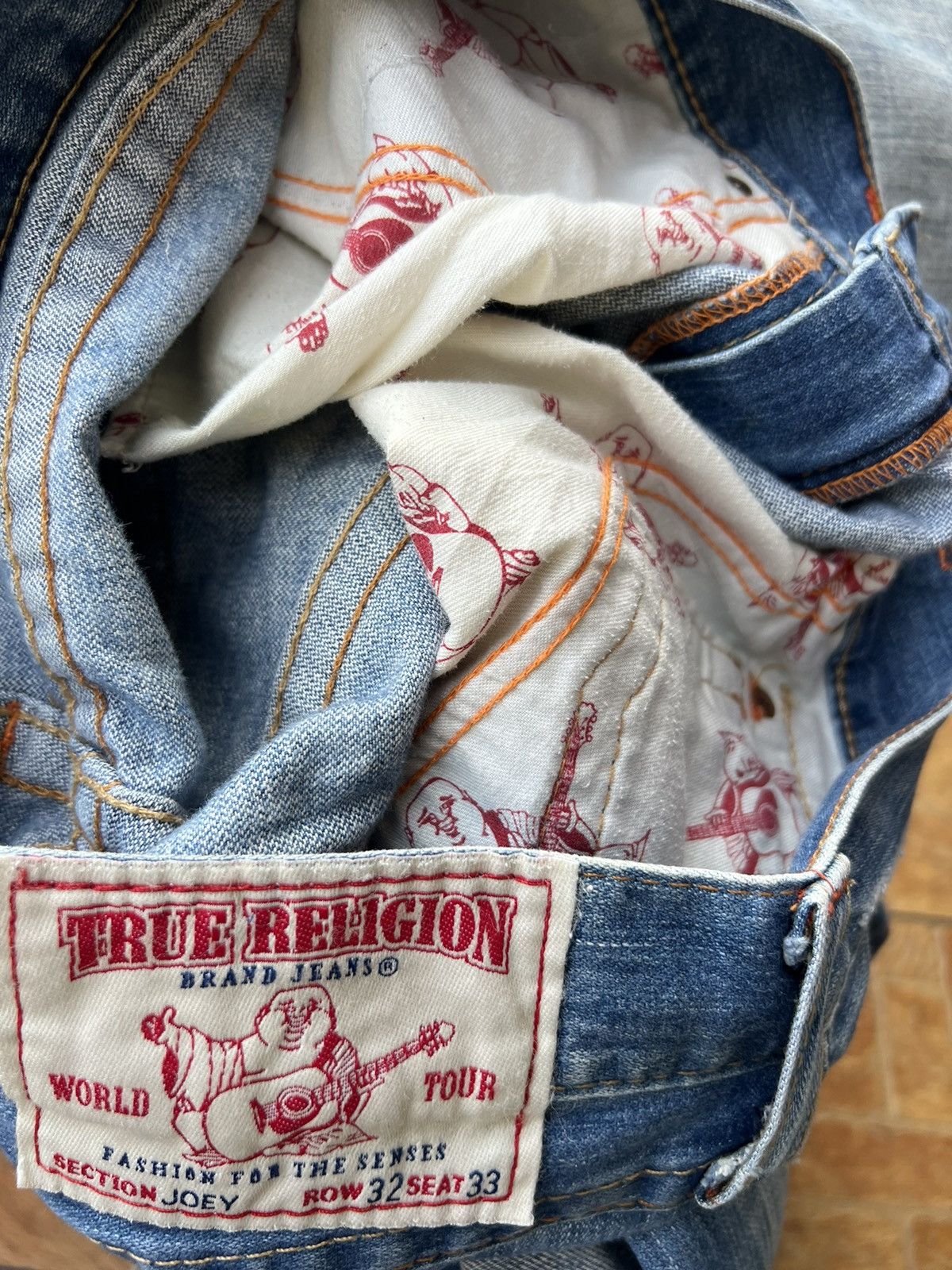 True Religion Vintage 00s TR Joey Distress Fade Mud Denim Flare Jeans Size US 32 / EU 48 - 20 Thumbnail