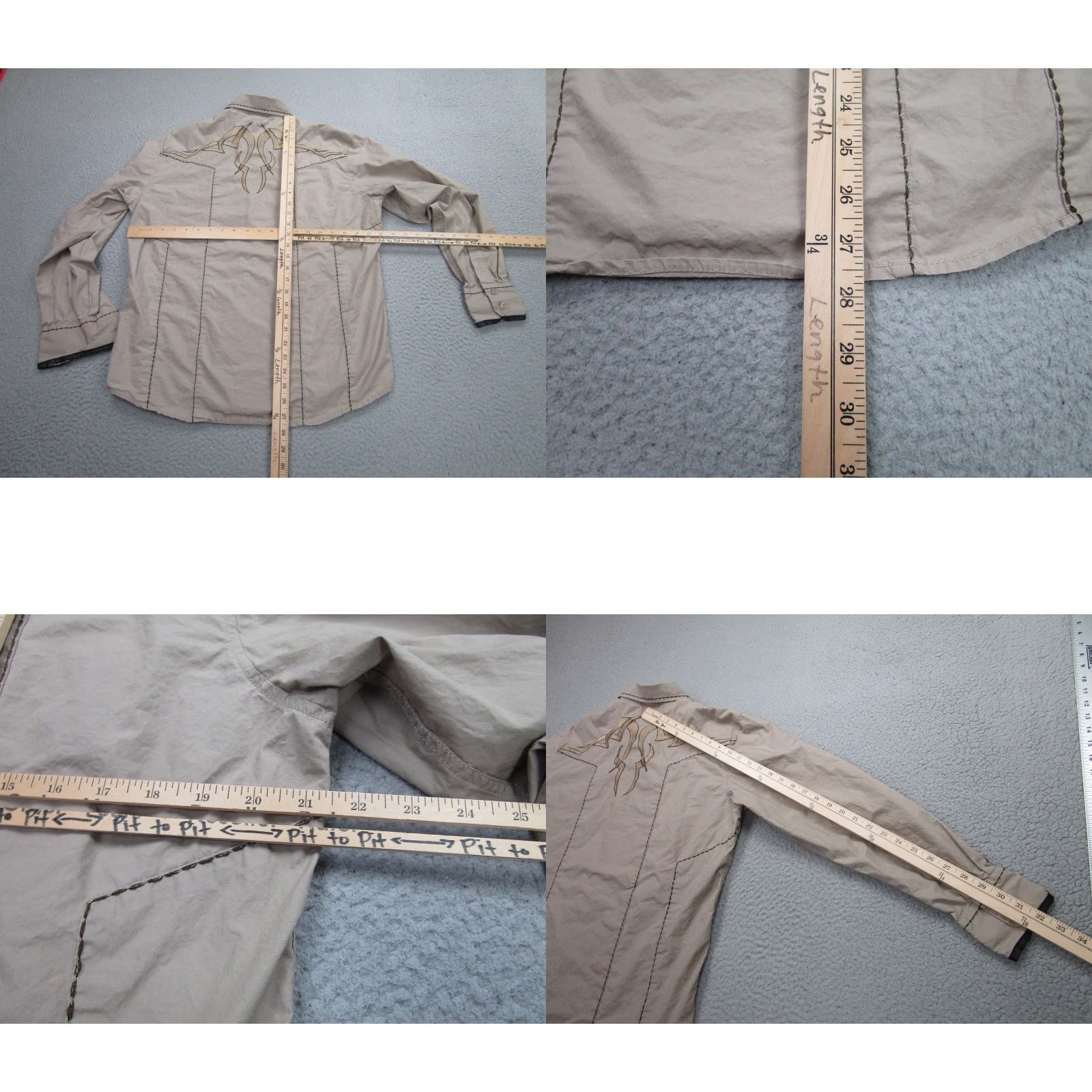 Cougar VINTAGE Platini Jeans Cougar Shirt Mens Large Tan Western Embroidered Snap Button Cowboy - Shirt - Adult Large - Beige - Western/Cowboy - Mens Size US L / EU 52-54 / 3 - 8 Thumbnail