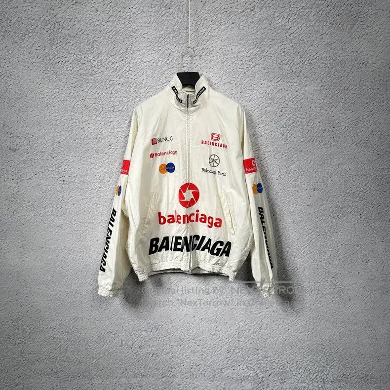 Balenciaga Balenciaga White racing logo embroidered zipper jacket Size US S / EU 44-46 / 1 - 1 Thumbnail