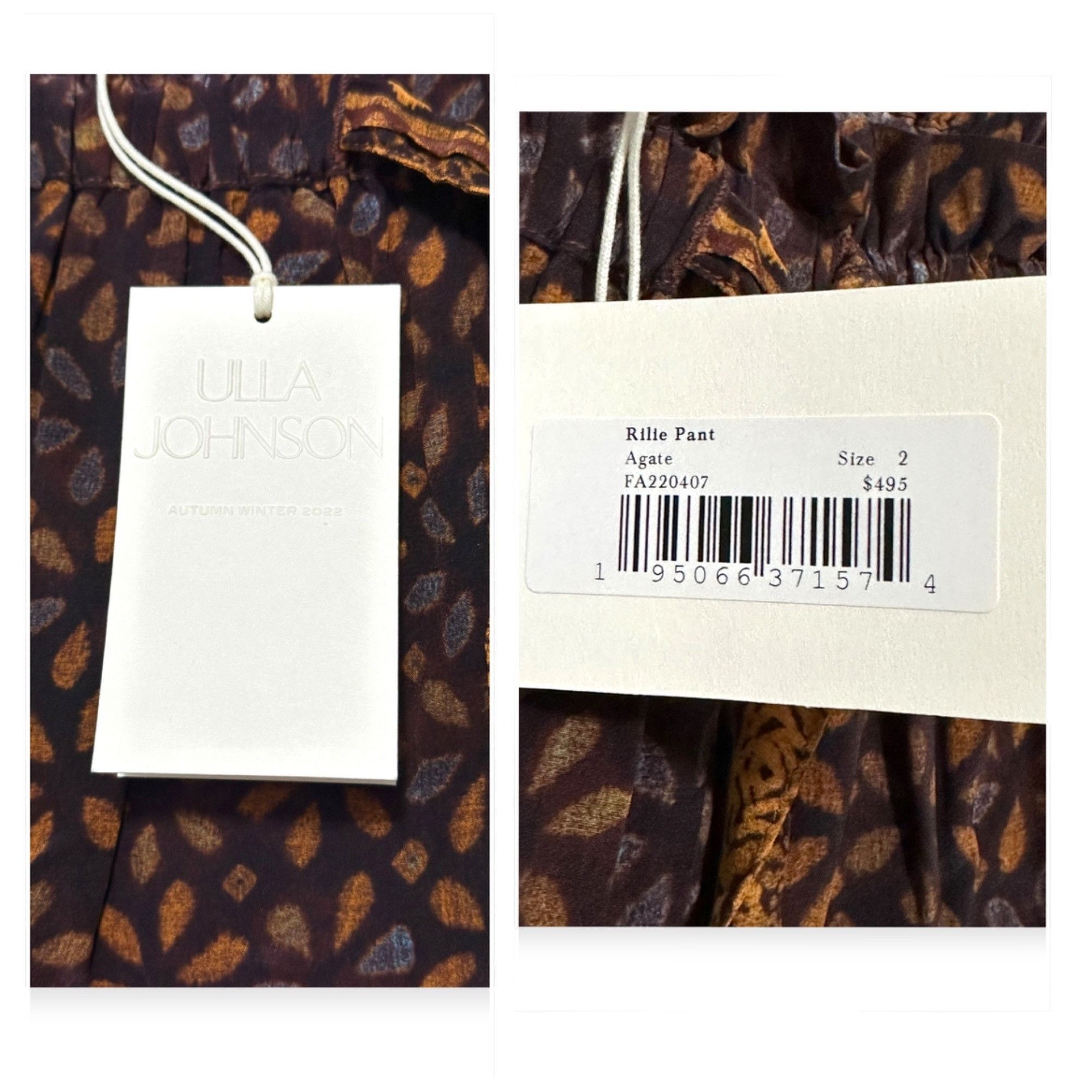 Ulla Johnson Ulla Johnson Rilie Pants in Agate, Silk, Size 2, NWT Size 26" / US 2 / IT 38 - 3 Thumbnail