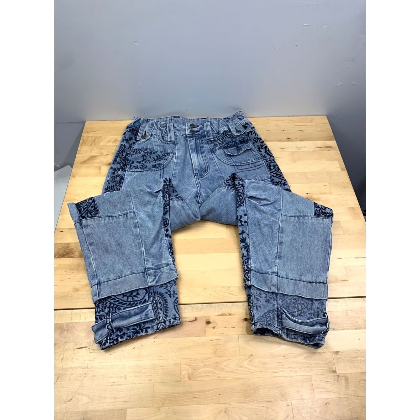 Vintage Oli & Hali OH Patchwork Jeans Women S Blue Boho Relaxed Jeans Patchwork Paisley 13369 S Blue Women Jeans Style Straight Bohemian Hippie 90s Size 28" / US 6 / IT 42 - 4 Thumbnail