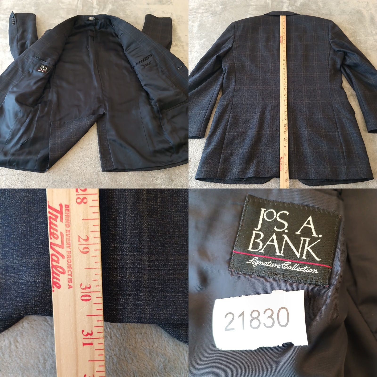 Jos. A. Bank Jos. A. Bank Blazer Mens 38 Blue Plaid Wool Two-Button Single Vent Notch Lapel 2 Piece Formal Business Jacket Coat Size 38R - 8 Thumbnail