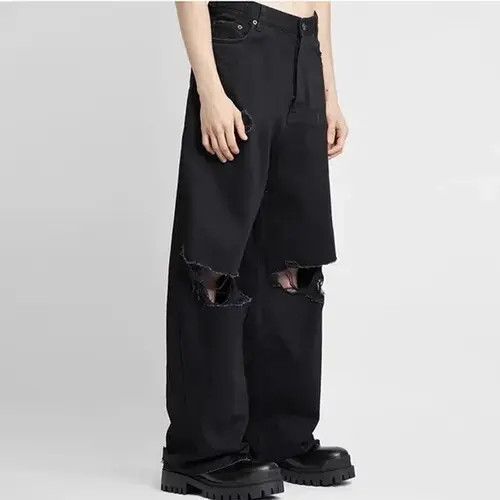 Japanese Brand Y2K Washed Distressed Hole Baggy Jeans Size US 30 / EU 46 - 2 Thumbnail