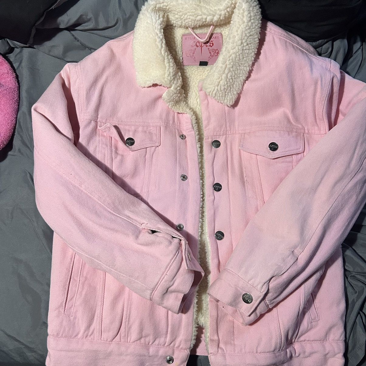 image of Copes Pink Denim Sherpa Jacket, Men's (Size Large)