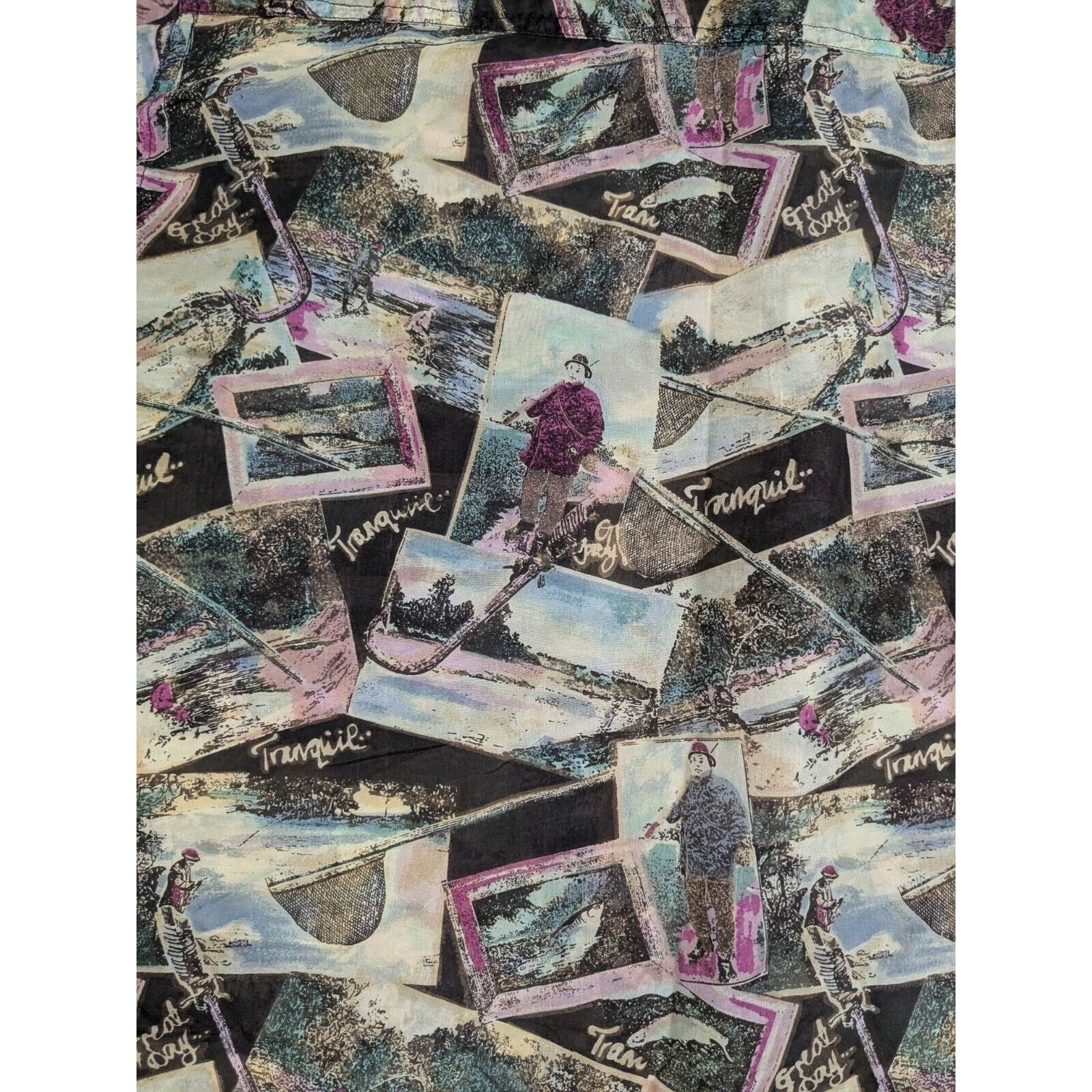 Robert Stock Vtg Robert Stock Shirt Med Fishing 100% Silk Sheer Button Up Size US M / EU 48-50 / 2 - 7 Thumbnail
