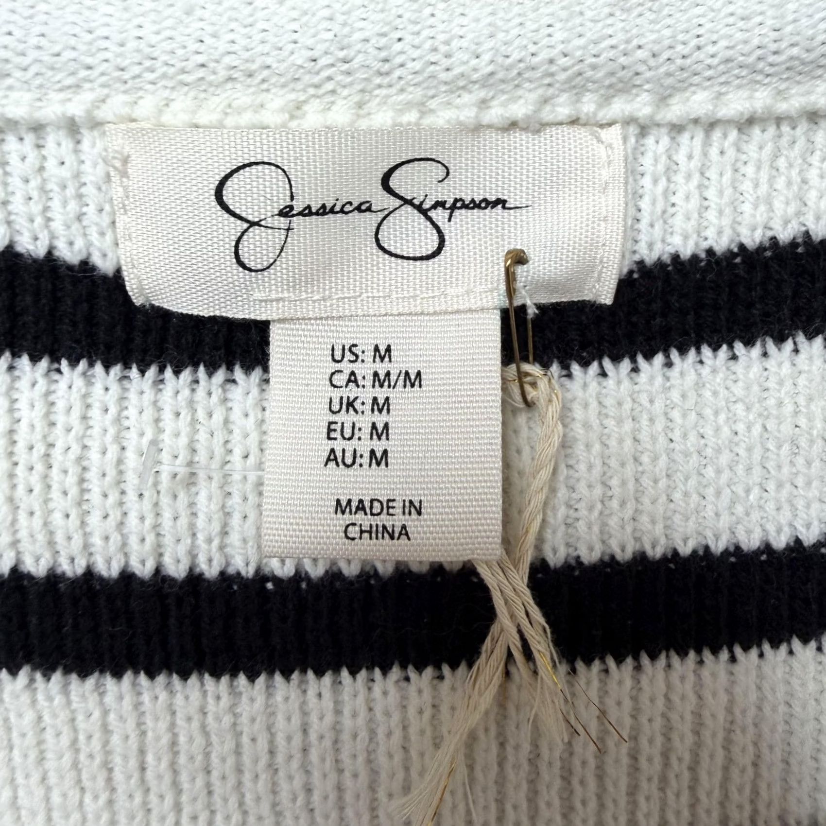 Jessica Simpson Jessica Simpson Cardigan Women M White Striped Scoop Neck Button Cropped Sweatshirt? Size M / US 6-8 / IT 42-44 - 2 Thumbnail