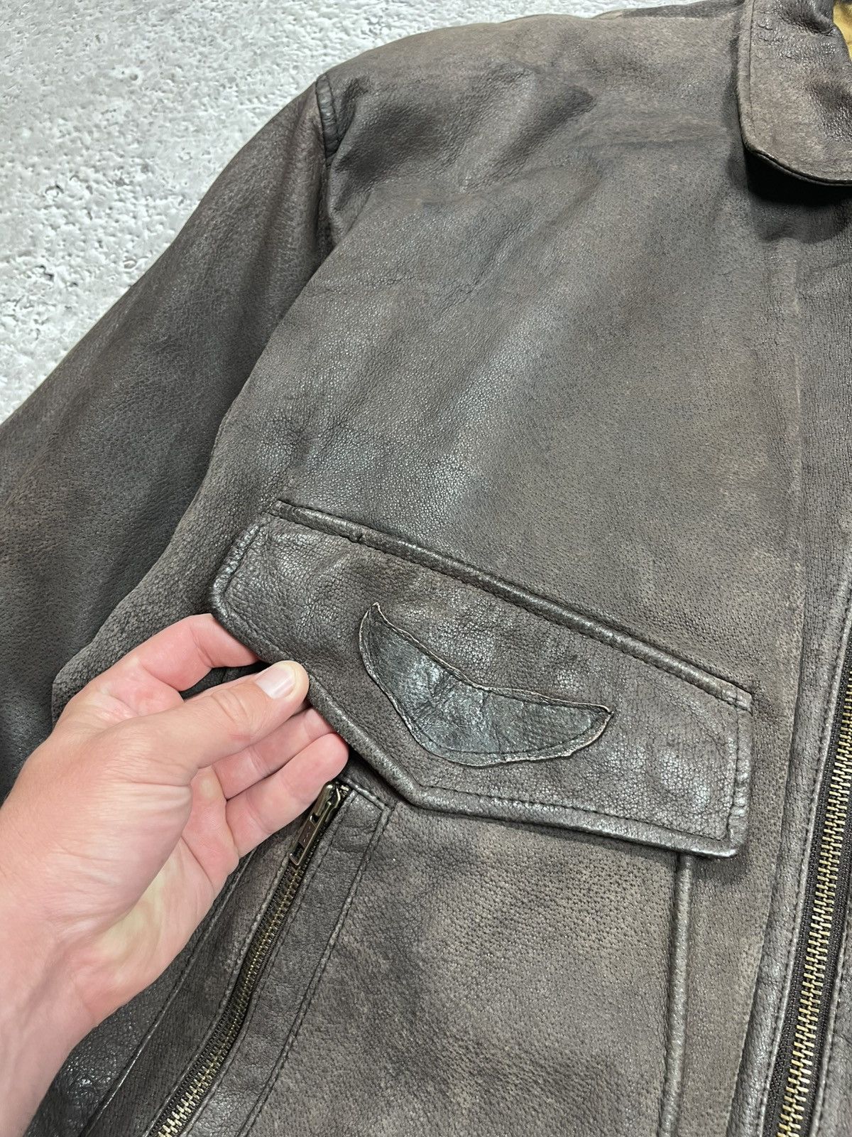 Japanese Brand × Leather × Vintage Vintage Distressed Aviator Bomber Jacket Brown Leather Look Size US XL / EU 56 / 4 - 5 Thumbnail
