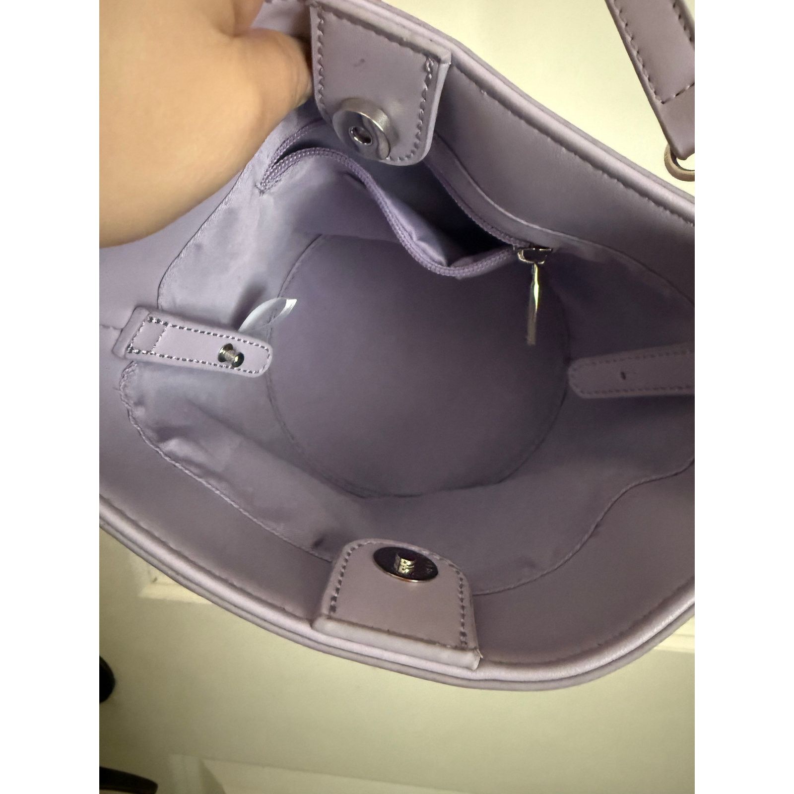 Anthropologie Melie Bianco Lavender Vegan Leather Bucket Crossbody Bag Size ONE SIZE - 5 Thumbnail