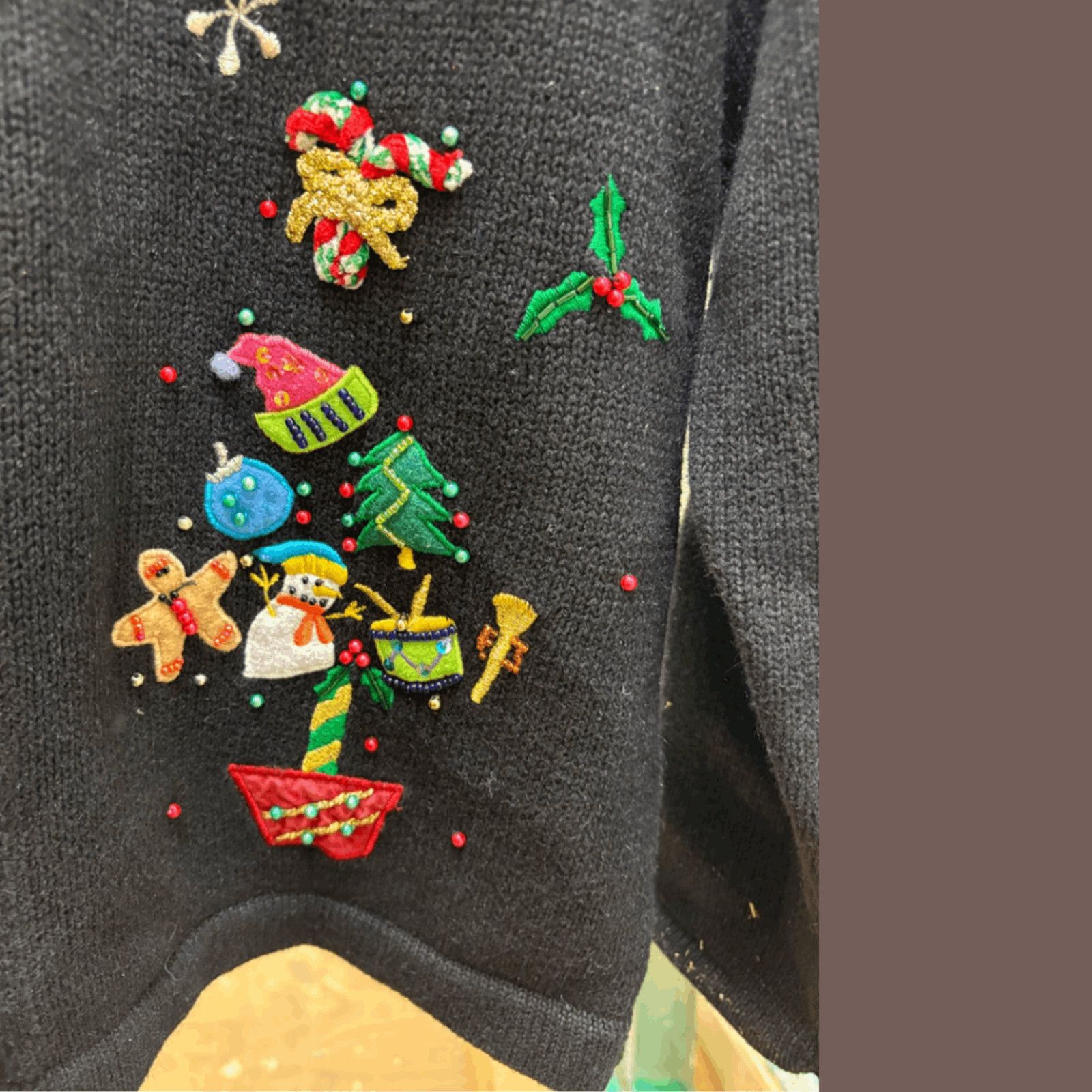 Vintage Vintage Berek Cardigan | Black, Holiday Embroidery | Size M Size M / US 6-8 / IT 42-44 - 5 Thumbnail