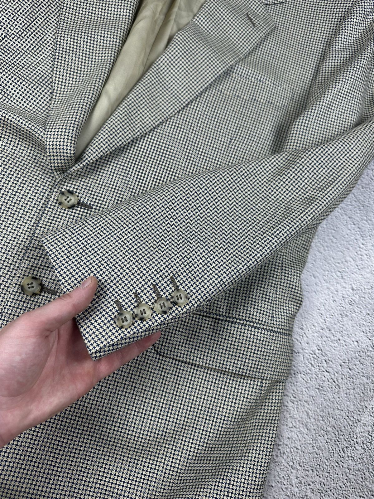 Canali × Vintage Canali Milano Vintage Check Wool-Silk Blazer Old Money Style Size 54R - 6 Thumbnail