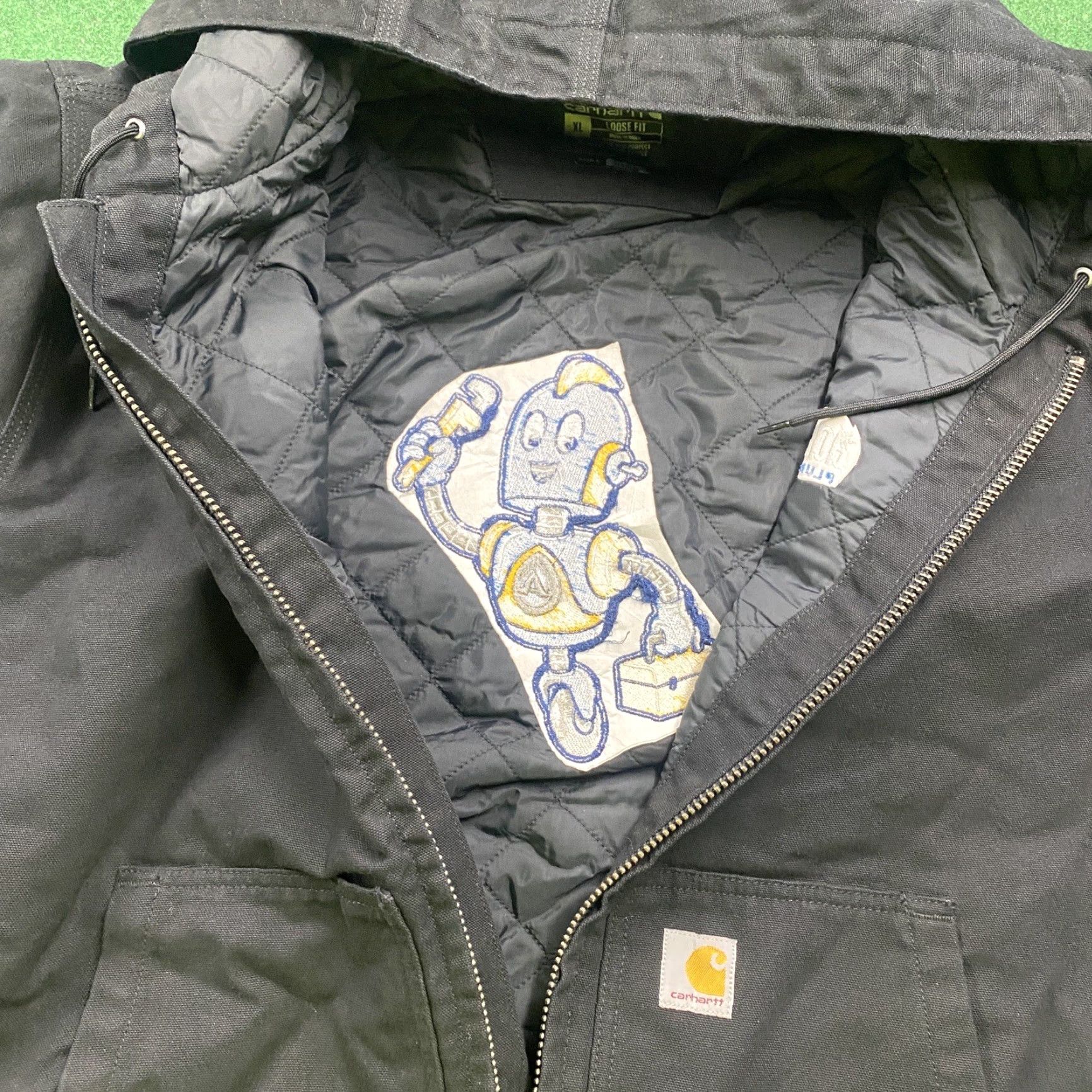 Carhartt VINTAGE Carhartt Jacket Mens XL Black Canvas Quilted Lined Work Hooded Coat Size US XL / EU 56 / 4 - 5 Thumbnail