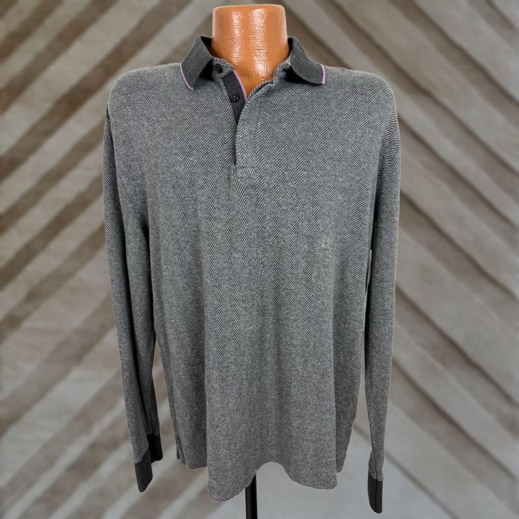 Express Express Polo Shirt Men L Herringbone Knit Cotton New Size US L / EU 52-54 / 3 - 1 Thumbnail