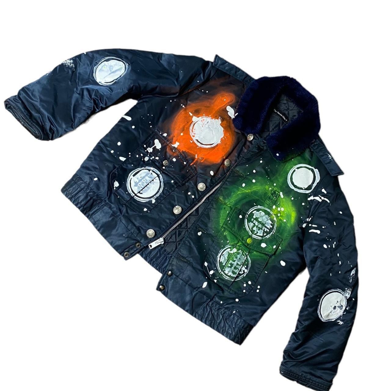 Vintage Hand-painted up cycle unisex bomber jacket. Size US L / EU 52-54 / 3 - 4 Thumbnail