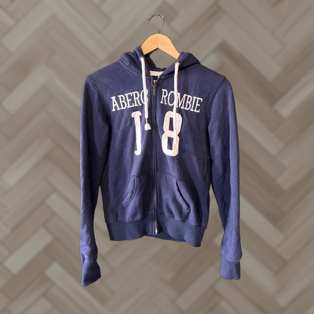Abercrombie & Fitch Abercrombie & Fitch Womens Sweatshirt Full Zip Hooded Blue Stitched Logo Size L Size L / US 10 / IT 46 - 1 Thumbnail
