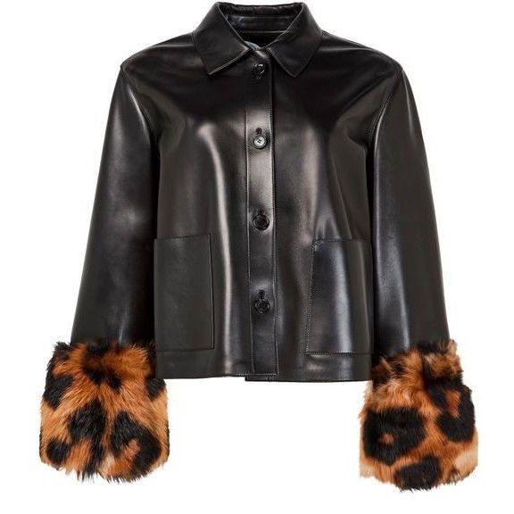 Loewe LOEWE Fur Sleeve Black Leather Button Jacket New & Authentic Size XS / US 0-2 / IT 36-38 - 1 Thumbnail