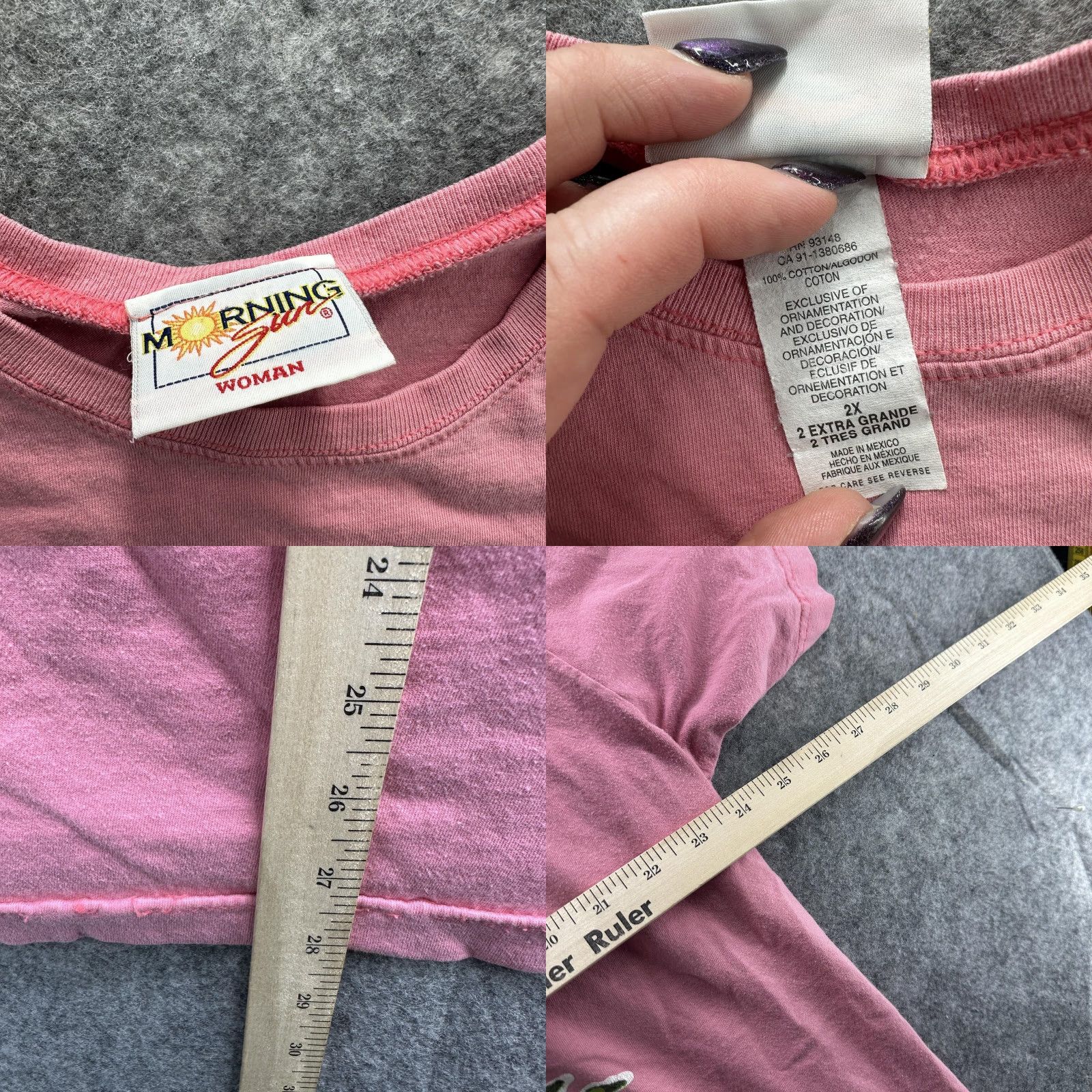 Vintage Morning Sun Shirt Womens 2XL Pink Palm Tree Graphic Tee Birds Casual Summer Top Size XXL / US 16-18 / IT 52-54 - 8 Thumbnail
