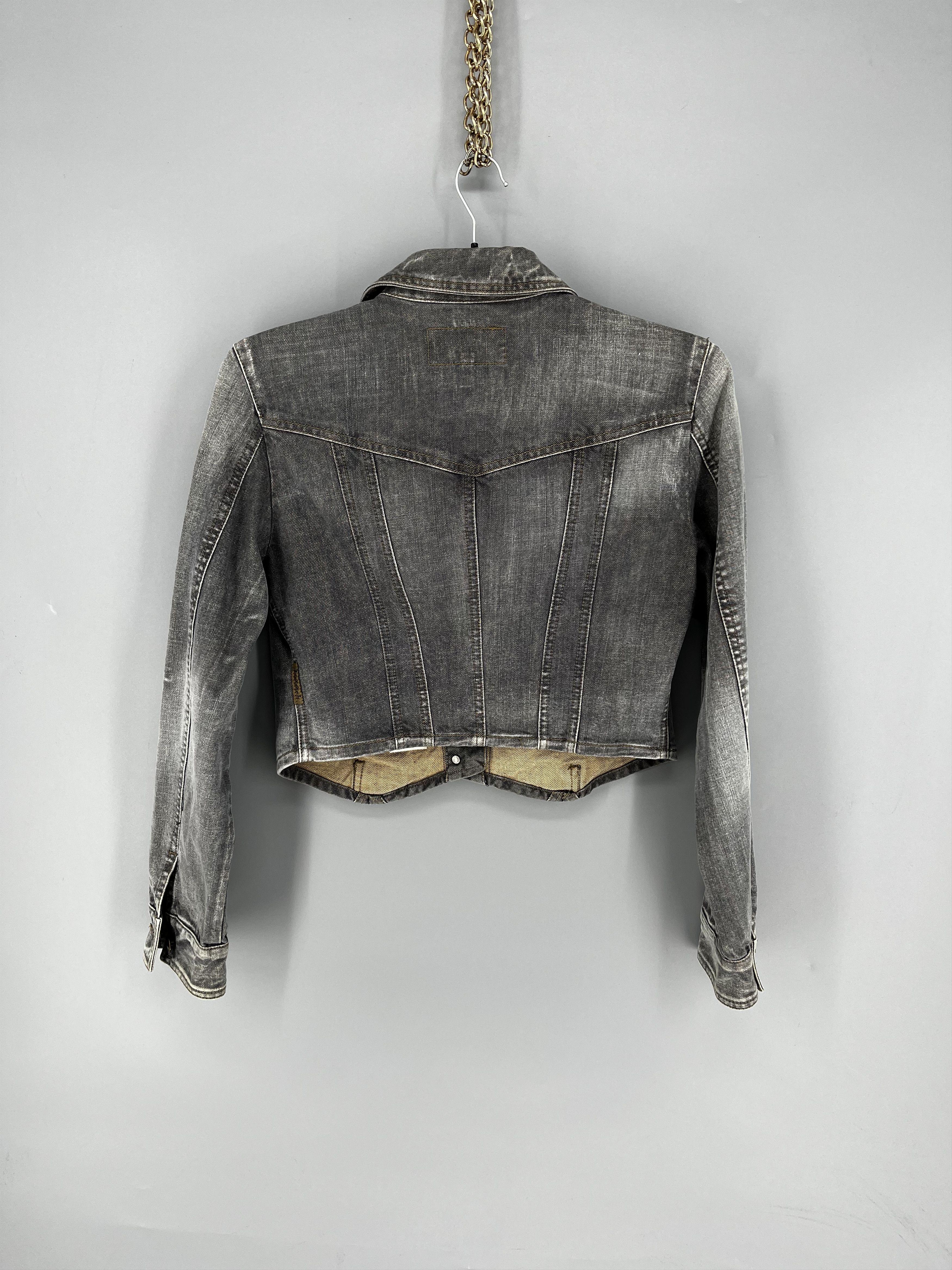 Armani Vintage Y2K Armani Exchange Grey Denim Wash Zip Up Jacket Size S / US 4 / IT 40 - 10 Thumbnail