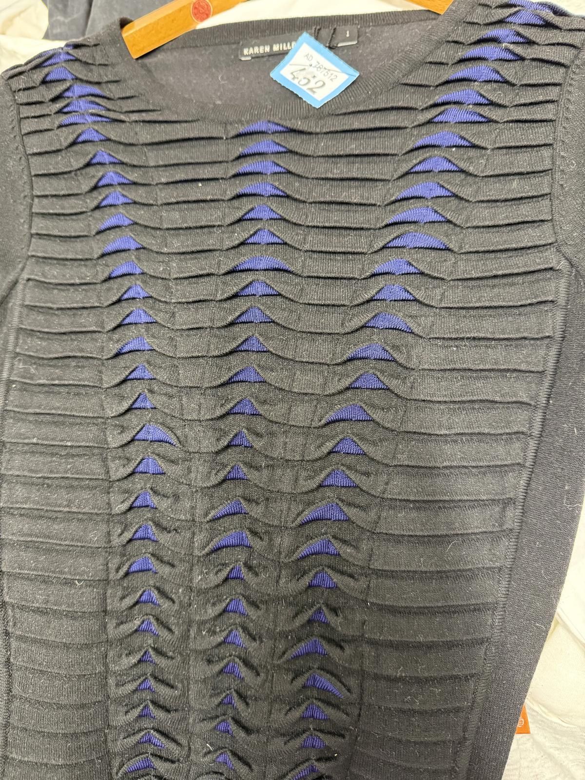 Other Karen Millen Black and Blue Textured Bodycon Dress Size 1 Size S / US 4 / IT 40 - 3 Thumbnail