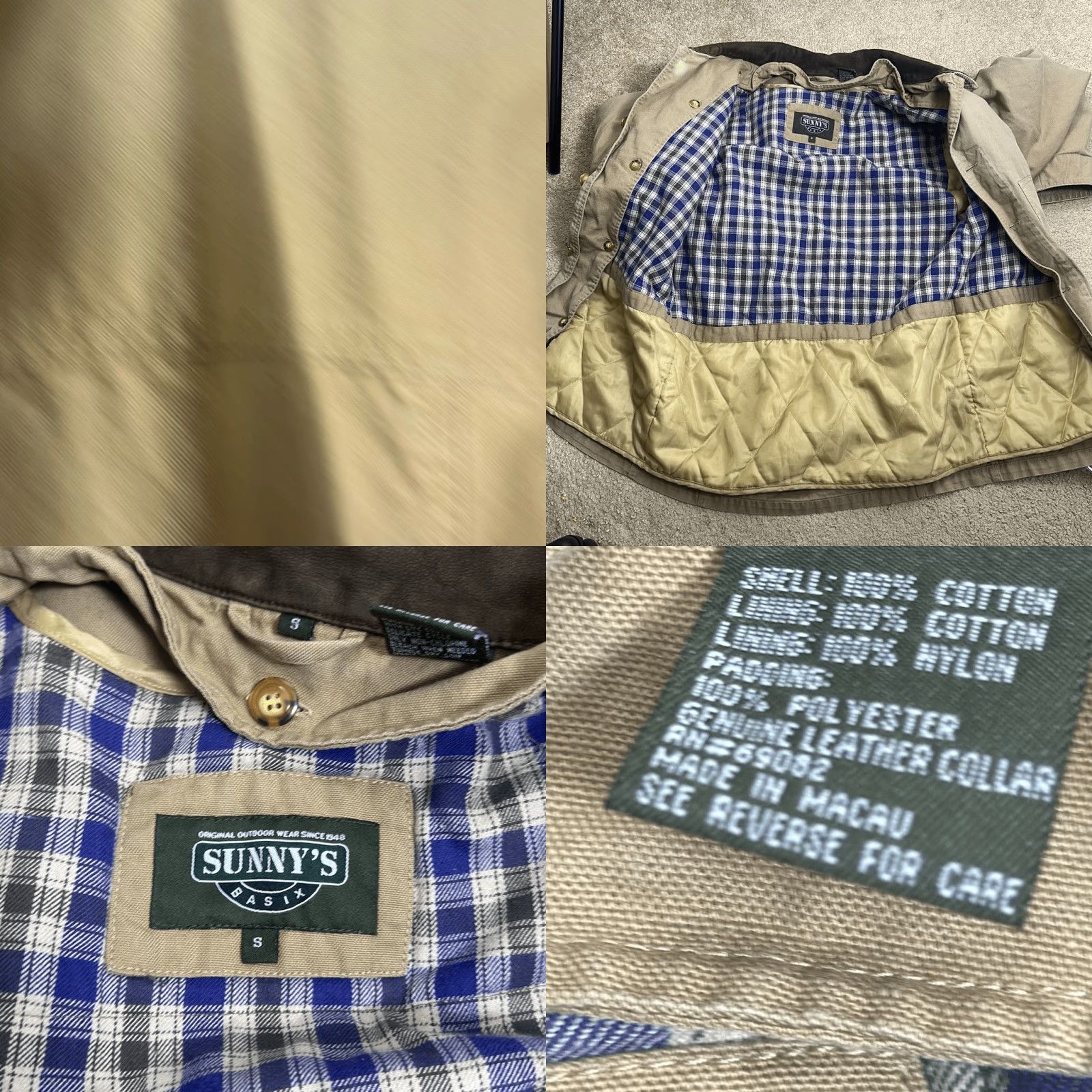 Vintage VINTAGE Sunny’s Basix Mens Canvas Insulated Barn Chore Coat Jacket Size Small S Tan Red Flannel Leather Collar Anorak Shirt Mens Size US S / EU 44-46 / 1 - 8 Thumbnail